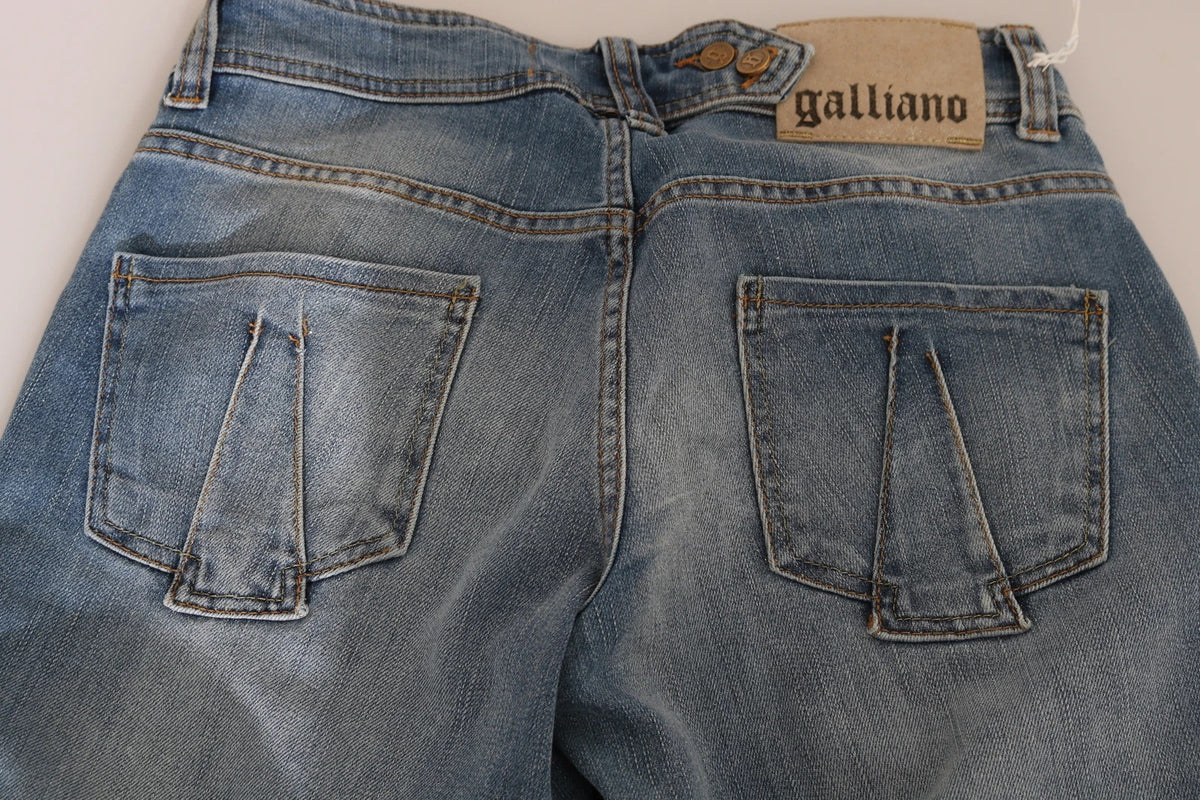 John Galliano Blue Washed Mid Waist Skinny Casual Denim Women's Pants