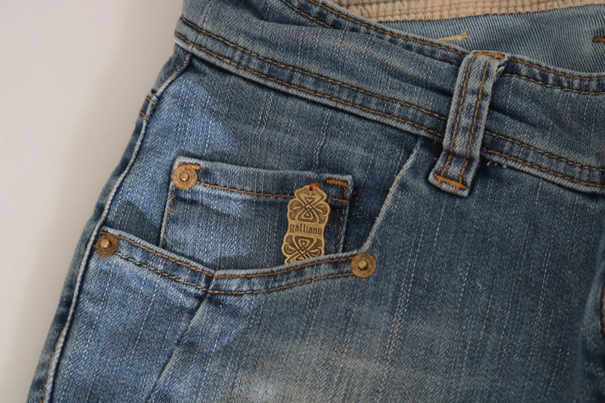 John Galliano Blue Washed Mid Waist Skinny Casual Denim Women's Pants