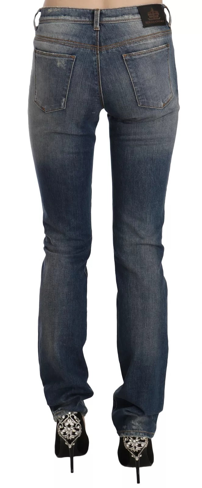 Ermanno Scervino Blue Washed Boot Cut Casual Denim Pants Women's Jeans