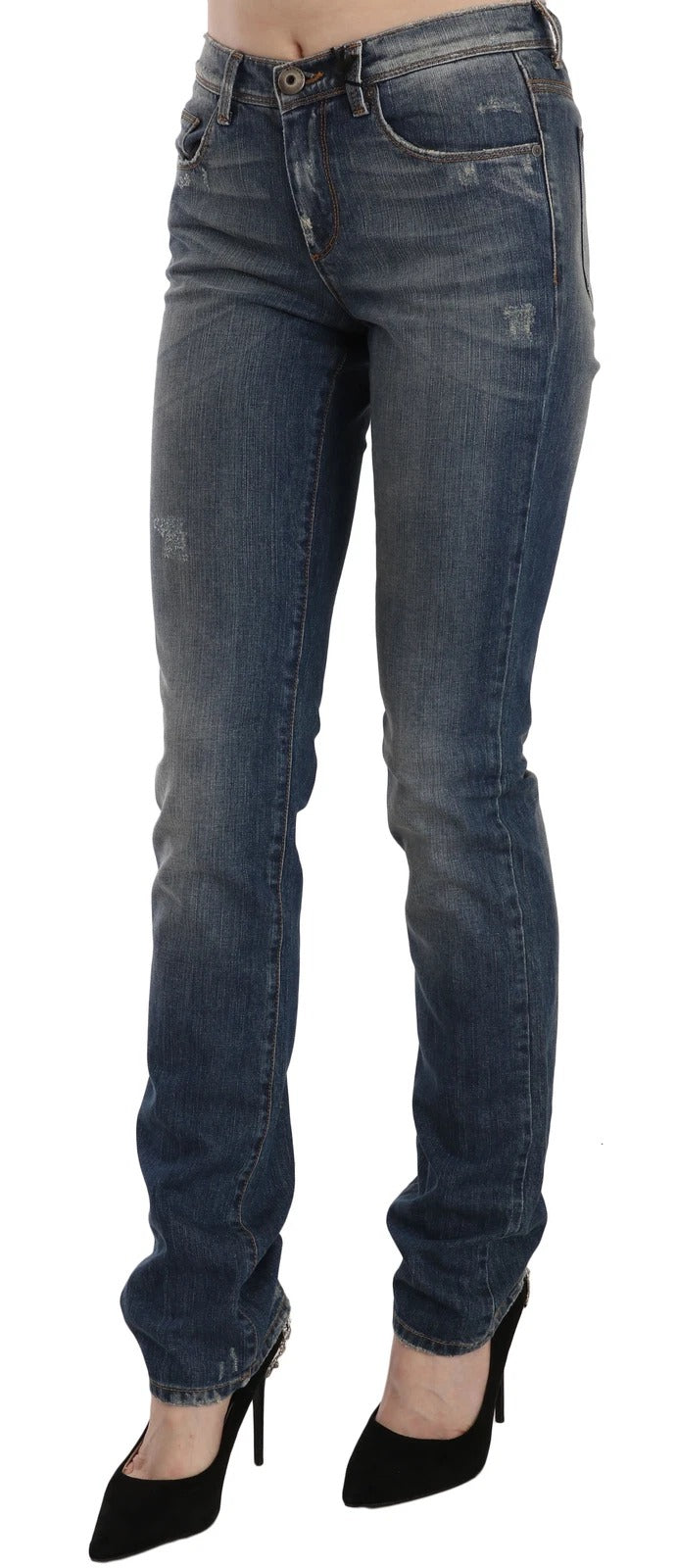 Ermanno Scervino Blue Washed Boot Cut Casual Denim Pants Women's Jeans