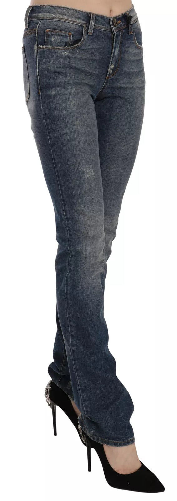 Ermanno Scervino Blue Washed Boot Cut Casual Denim Pants Women's Jeans