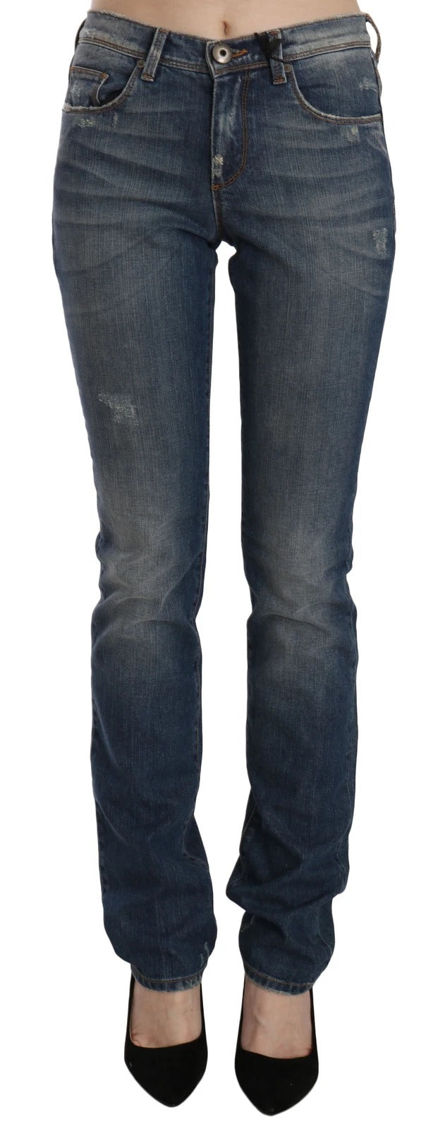 Ermanno Scervino Blue Washed Boot Cut Casual Denim Pants Women's Jeans