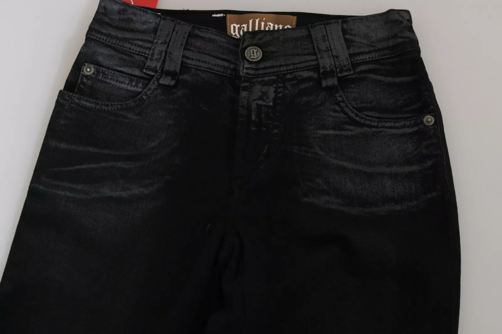 John Galliano Black Washed High Waist Flared Denim Casual Pants Women's Jeans