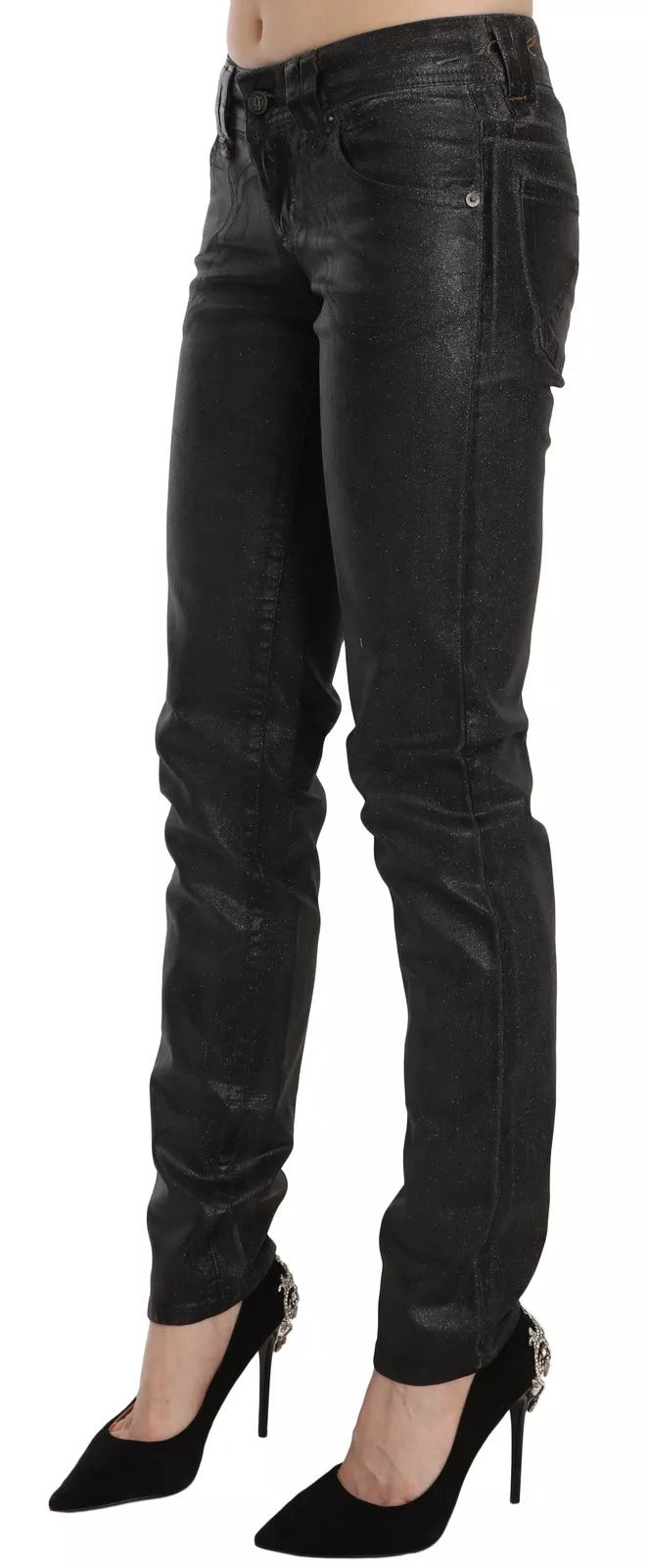 John Galliano Black Washed Low Waist Regular Leg Denim Women's Pants