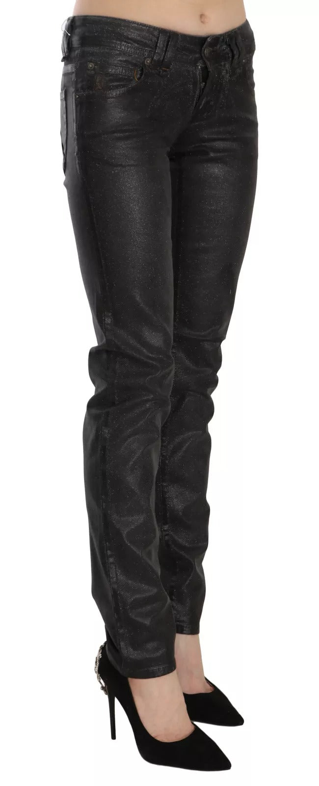John Galliano Black Washed Low Waist Regular Leg Denim Women's Pants
