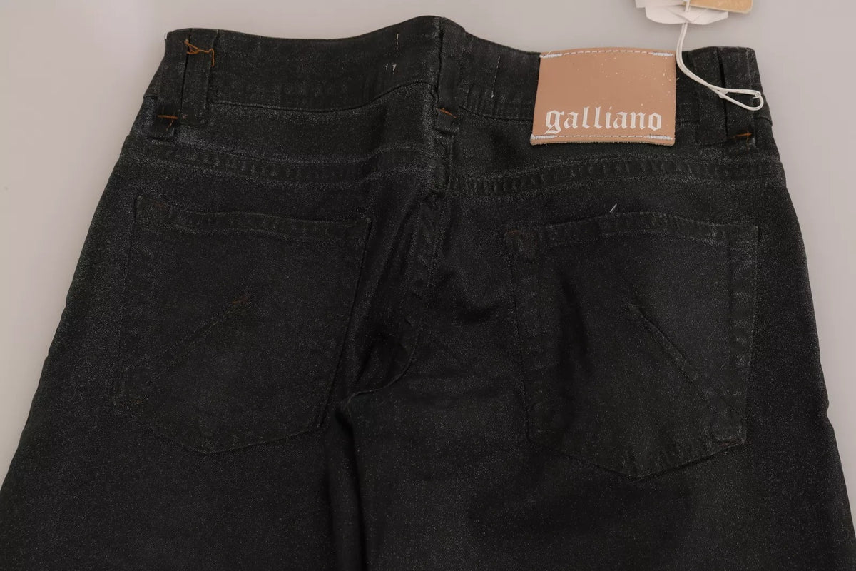 John Galliano Black Washed Low Waist Regular Leg Denim Women's Pants