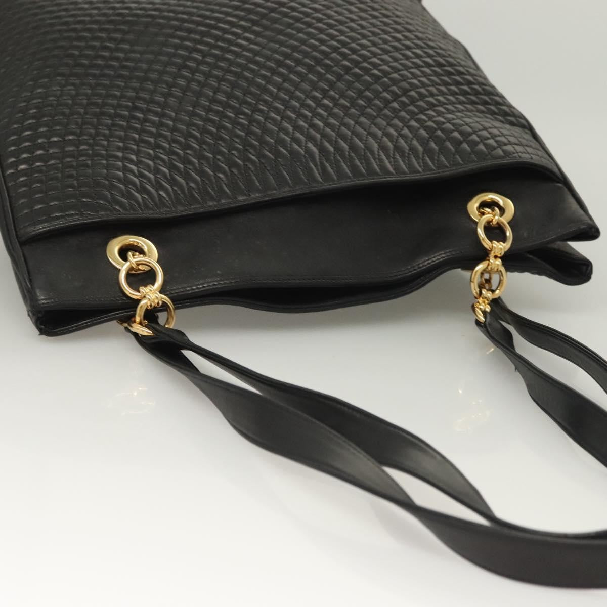 Bally Vintage Quilted Leather Black Leather Tote Bag Bag (Pre-Owned)
