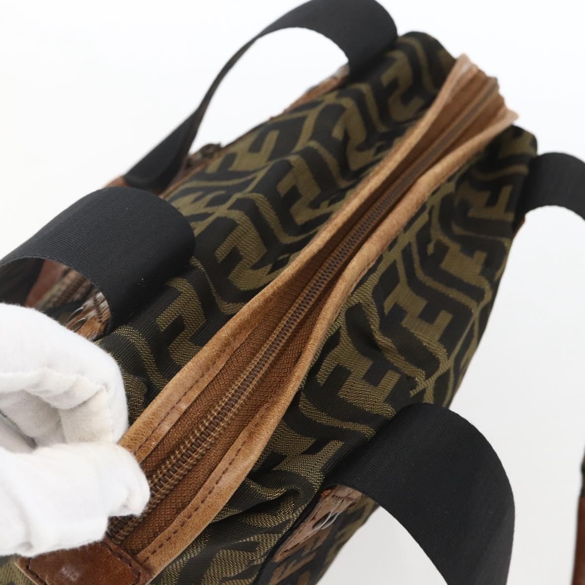 Fendi Vintage Ff Zip Zucca Canvas Brown Canvas Tote Bag Bag (Pre-Owned)