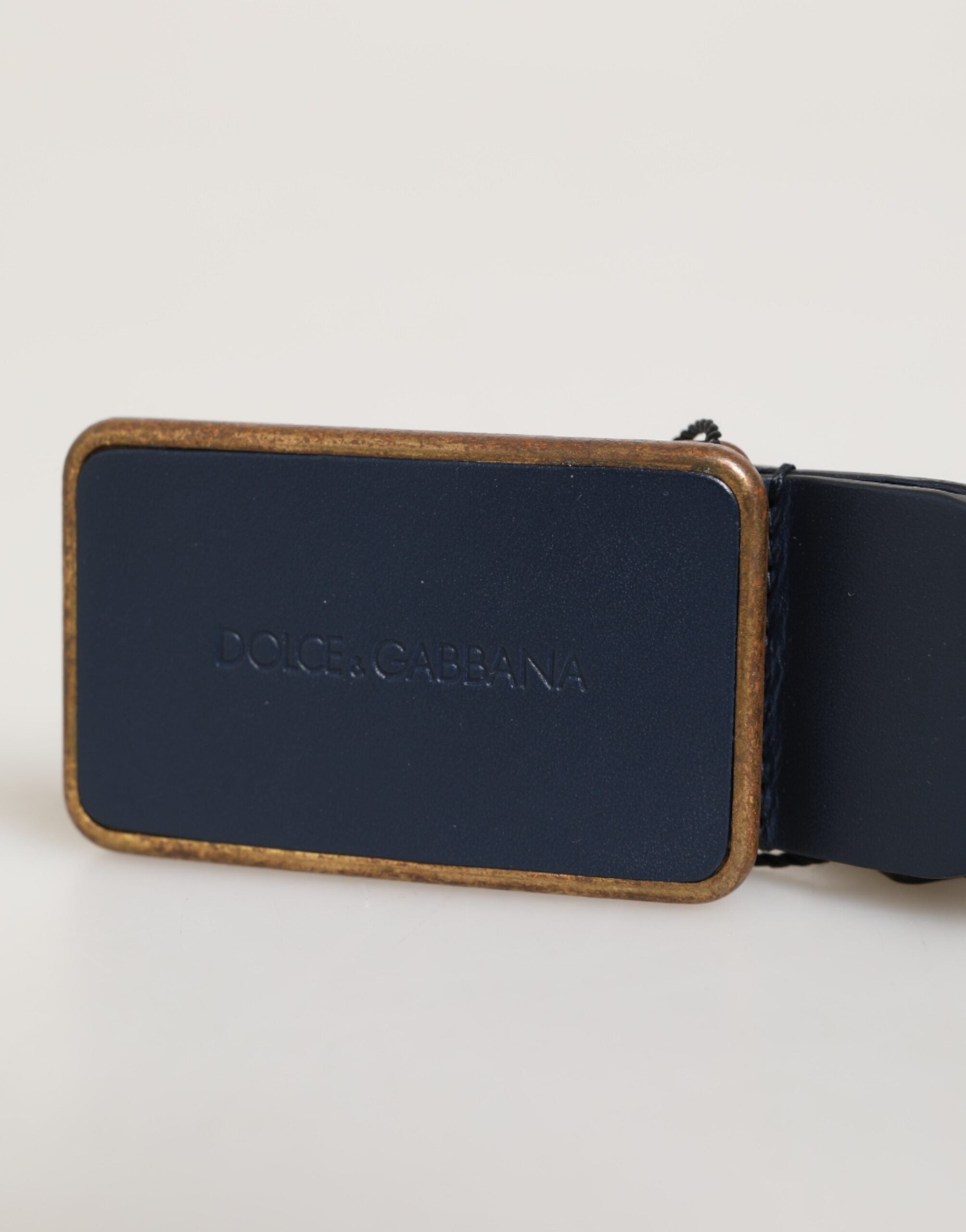 Dolce & Gabbana Blue Leather Classic Metal Logo Buckle Men's Belt