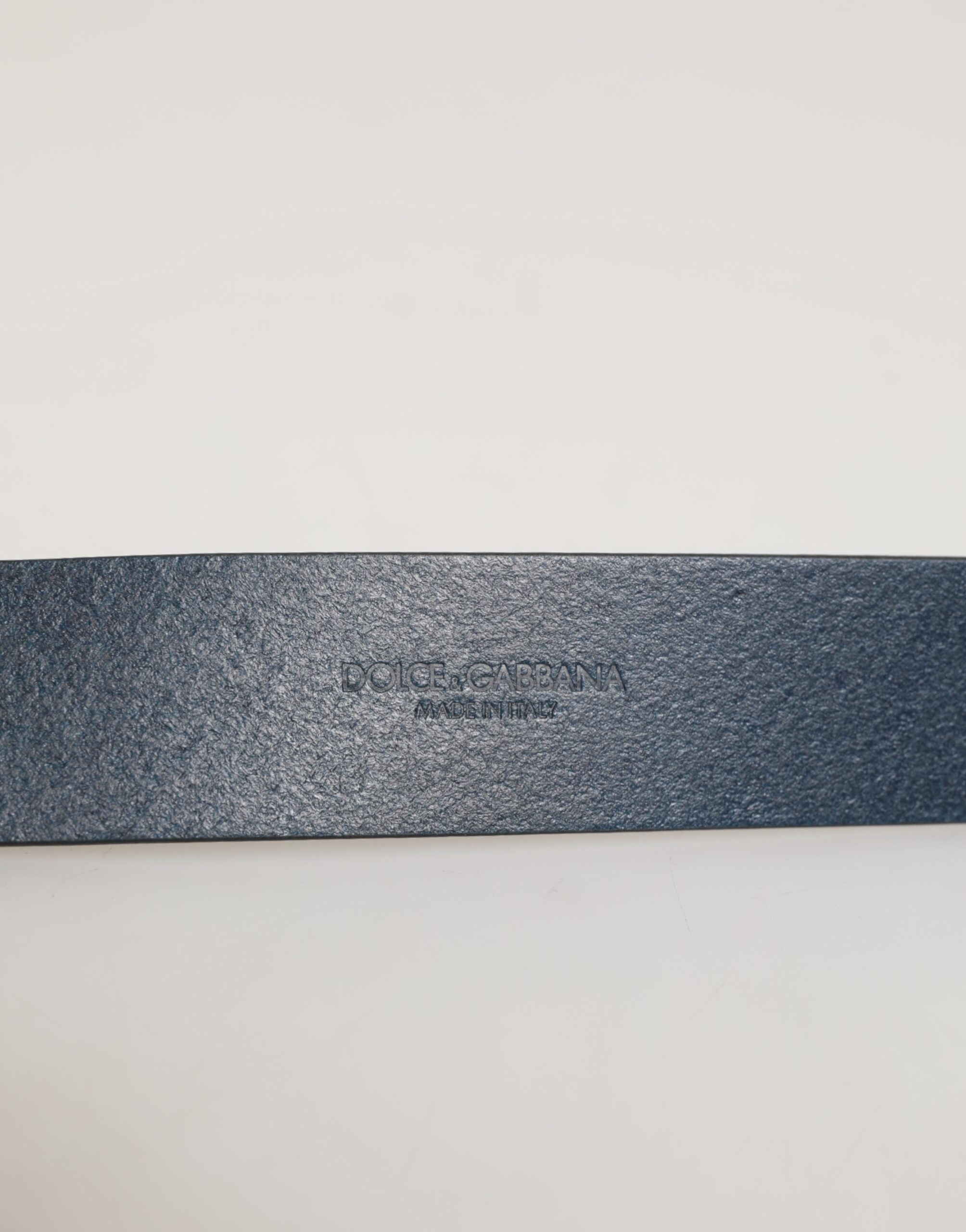 Dolce & Gabbana Blue Leather Classic Metal Logo Buckle Men's Belt