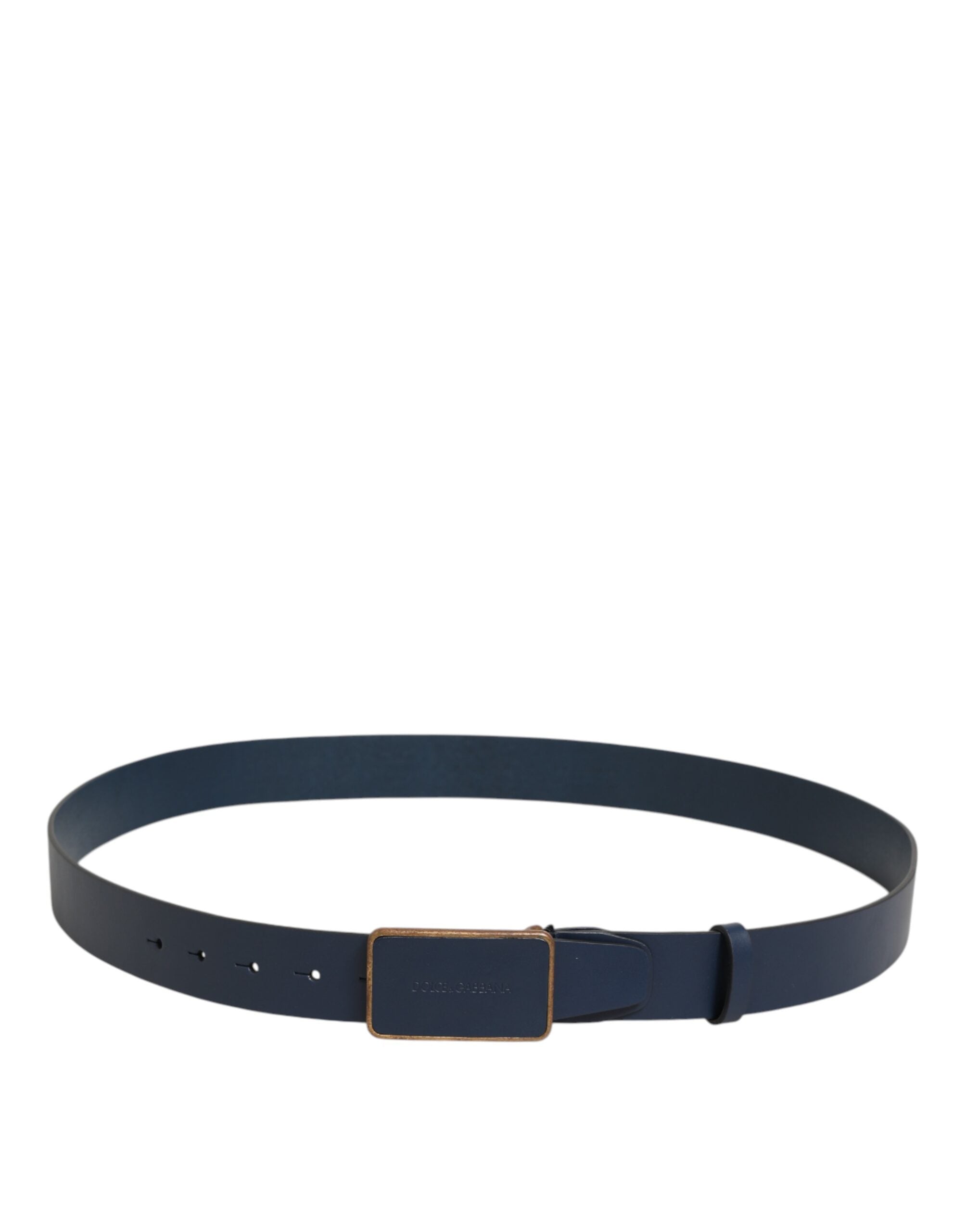 Dolce & Gabbana Blue Leather Classic Metal Logo Buckle Men's Belt