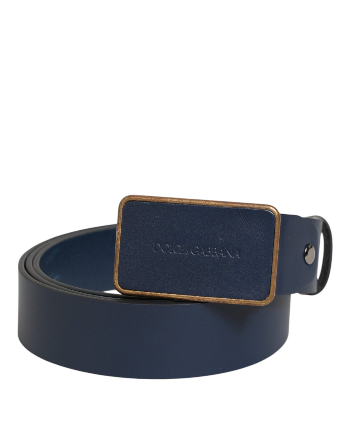 Dolce & Gabbana Blue Leather Classic Metal Logo Buckle Men's Belt