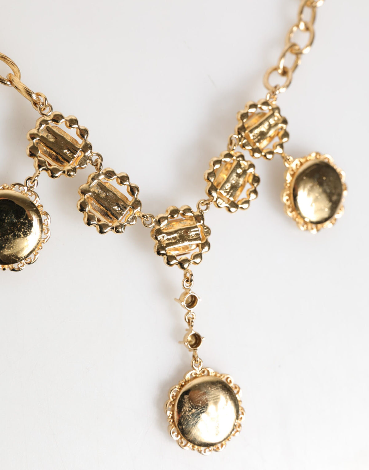 Dolce & Gabbana Gold Crystal Clock Pendant Statement Jewelry Women's Necklace