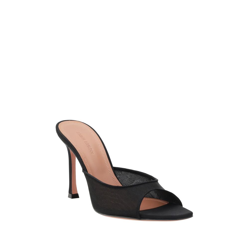 Amina Muaddi Black Nylon Stiletto Heel Women's Sandals