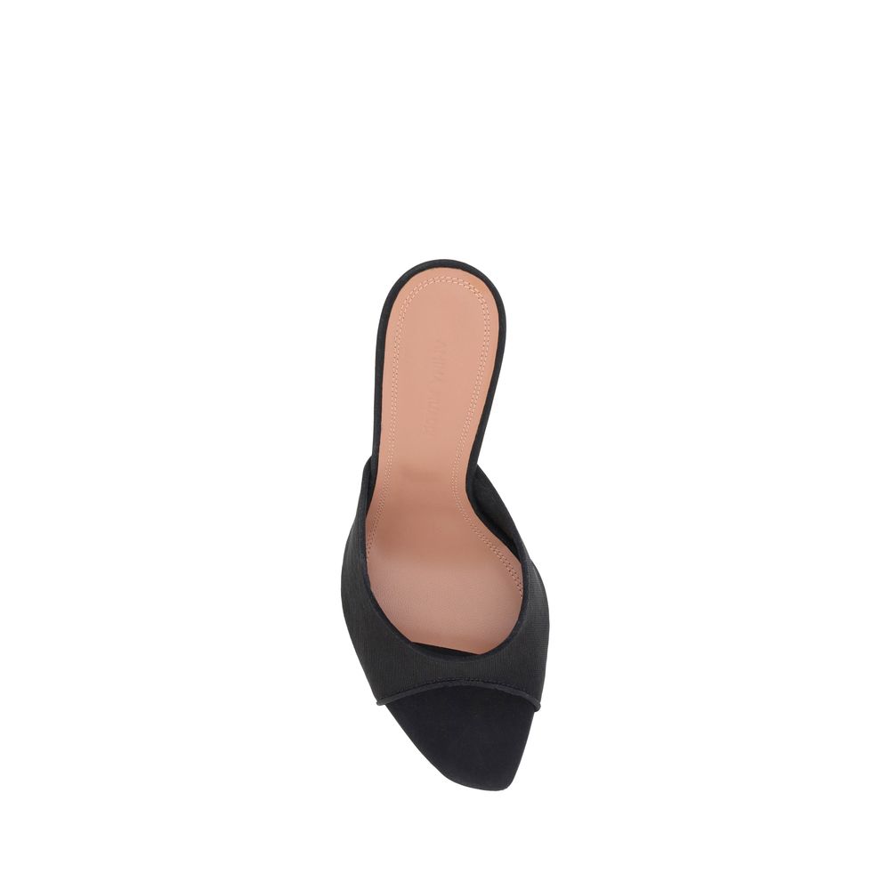 Amina Muaddi Black Nylon Stiletto Heel Women's Sandals