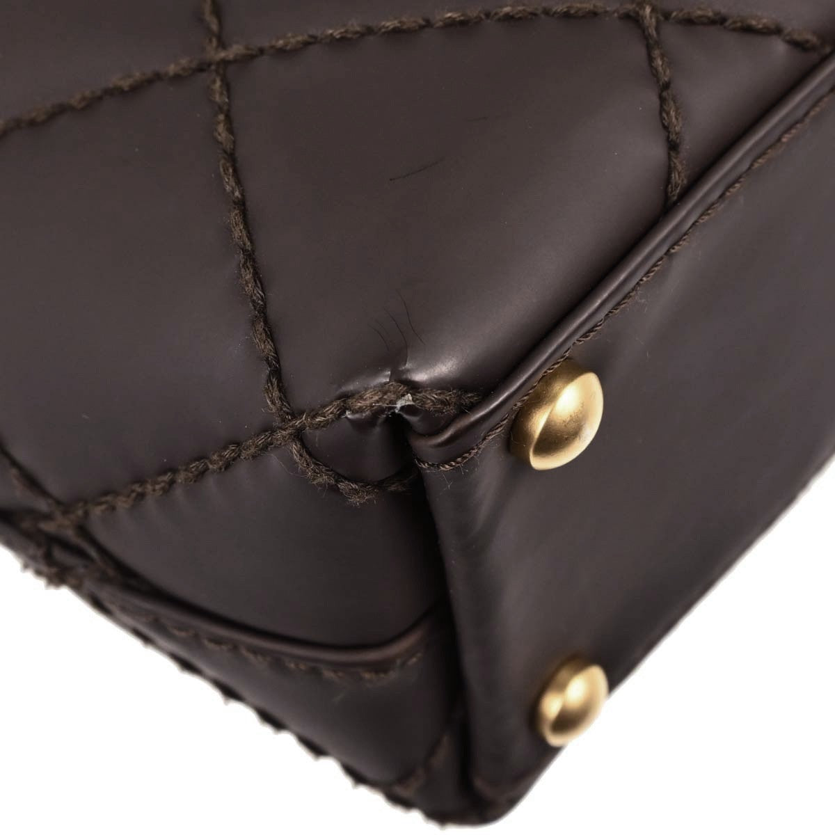 Chanel Surpique Quilted Leather Brown Leather Tote Bag Bag (Pre-Owned)