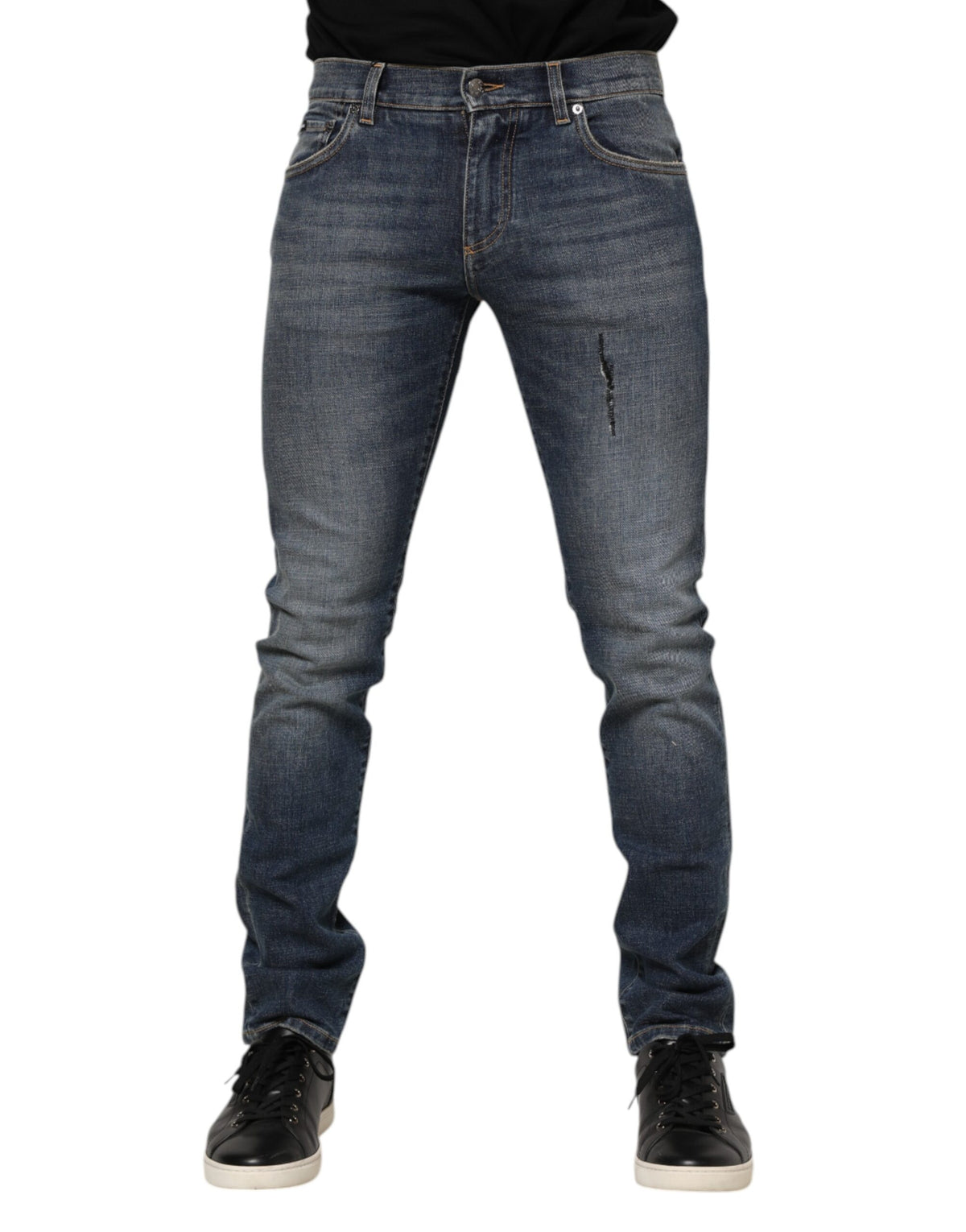 Dolce & Gabbana Blue Washed Cotton Skinny Men Denim Men's Jeans
