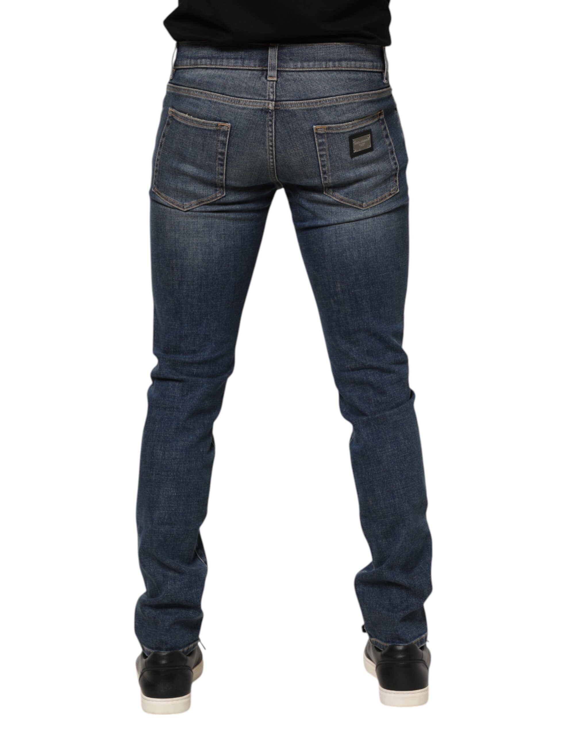 Dolce & Gabbana Blue Washed Cotton Skinny Men Denim Men's Jeans