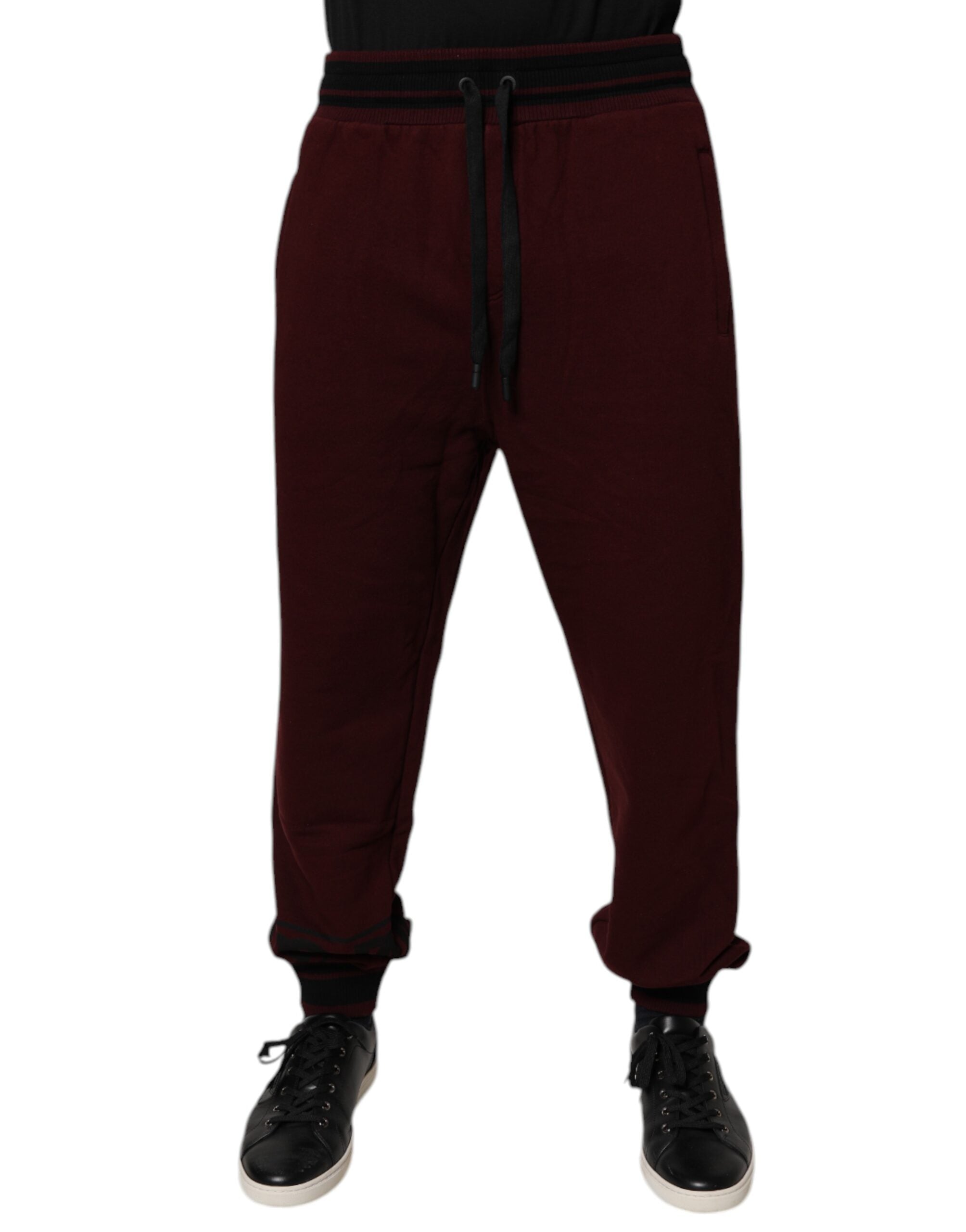 Dolce & Gabbana Maroon Cotton Men Jogger SweatMen's Men's Pants