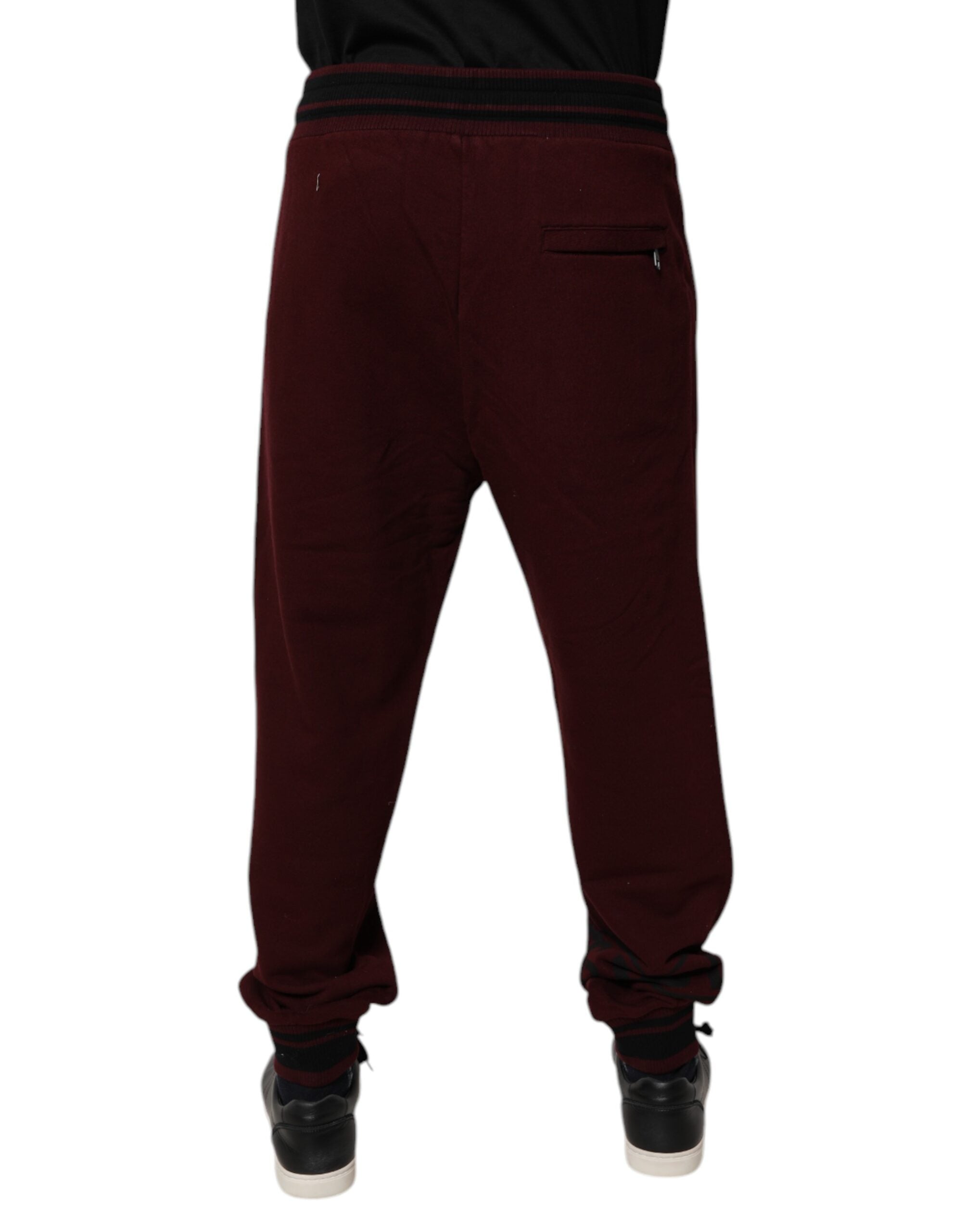 Dolce & Gabbana Maroon Cotton Men Jogger SweatMen's Men's Pants