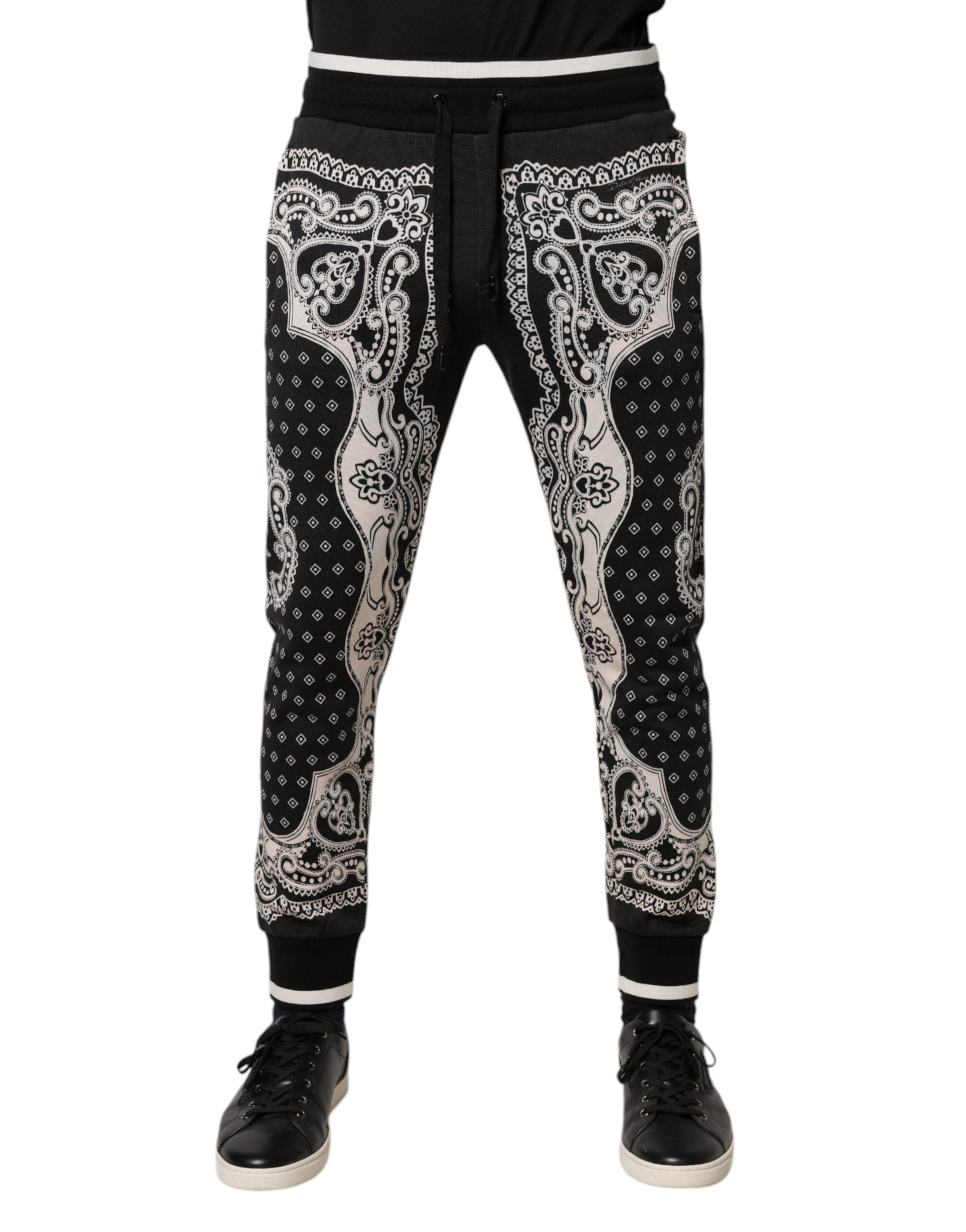 Dolce & Gabbana Black Cotton Bandana Jogger SweatMen's Men's Pants