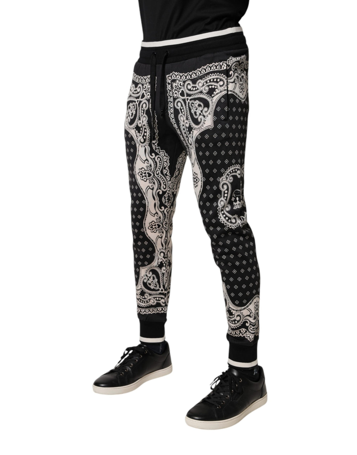 Dolce & Gabbana Black Cotton Bandana Jogger SweatMen's Men's Pants