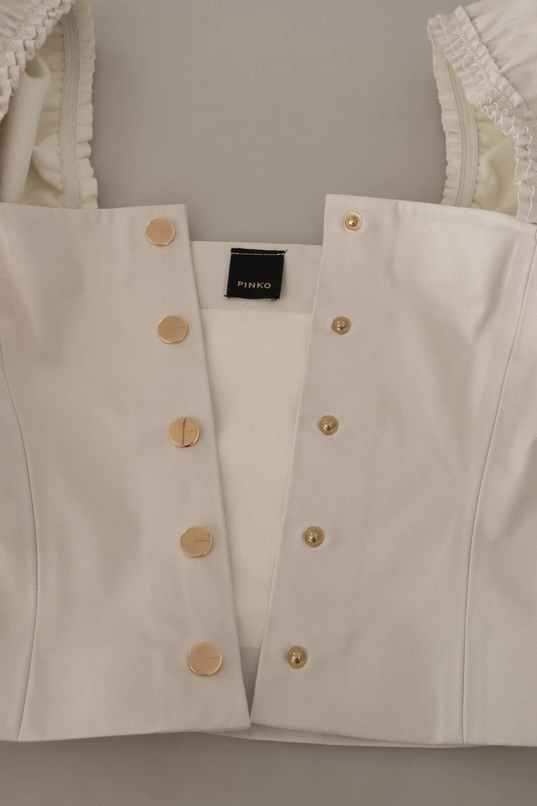 PINKO White Square Neck Button Down Crop Women's Blouse (Pre-Owned)
