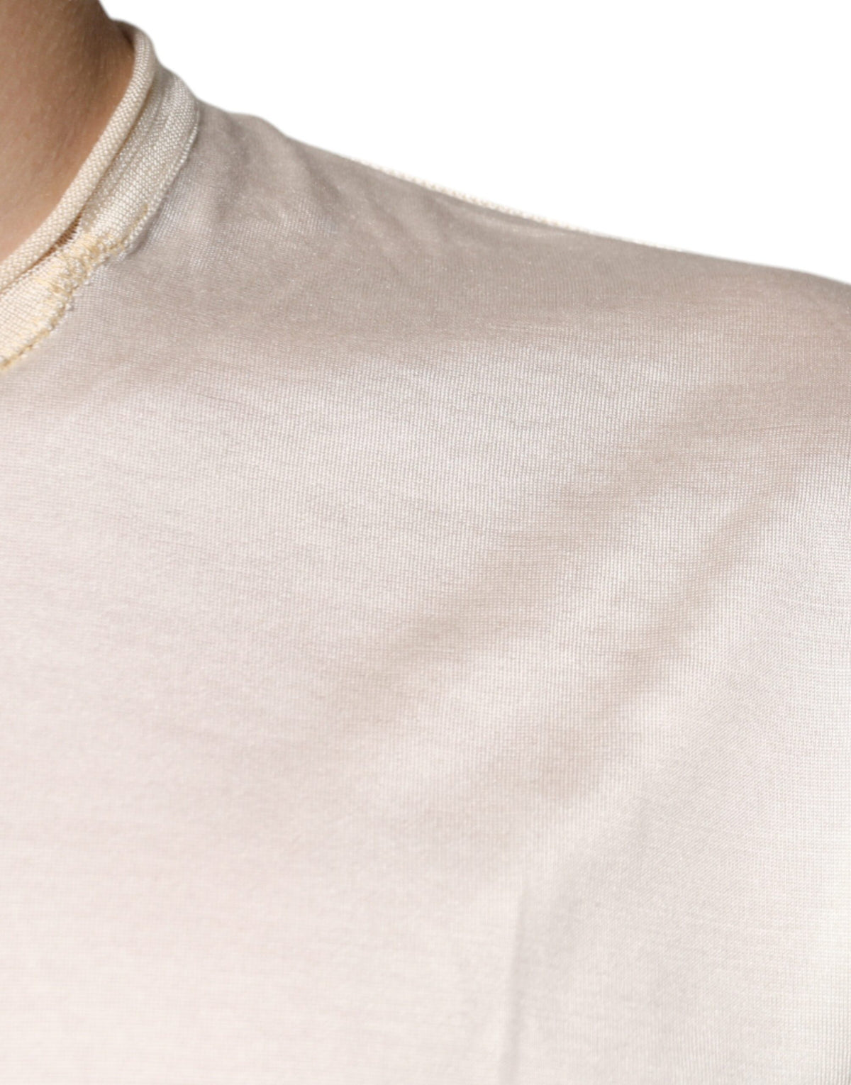 Dolce & Gabbana Off White Silk Henley Short Sleeves Men's T-Shirt