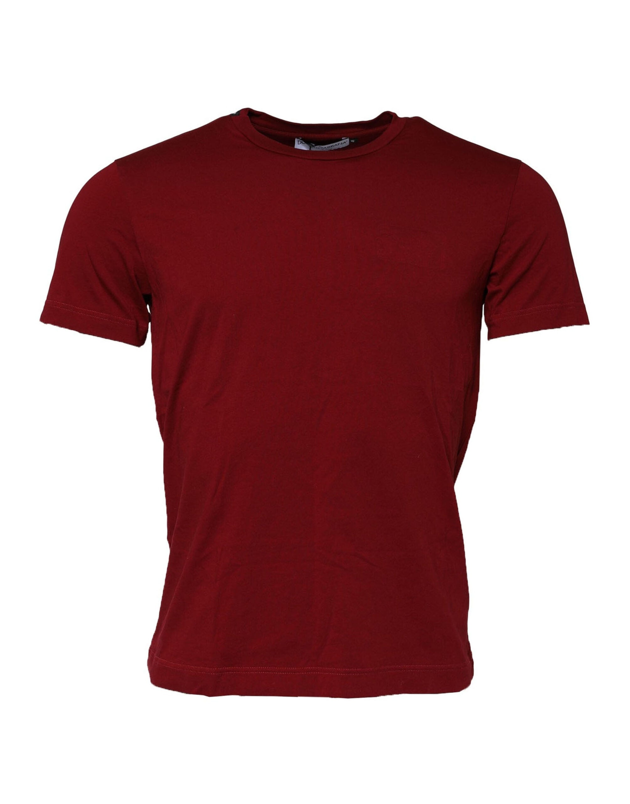 Dolce & Gabbana Maroon Cotton Crew Neck Short Sleeves Men's T-Shirt