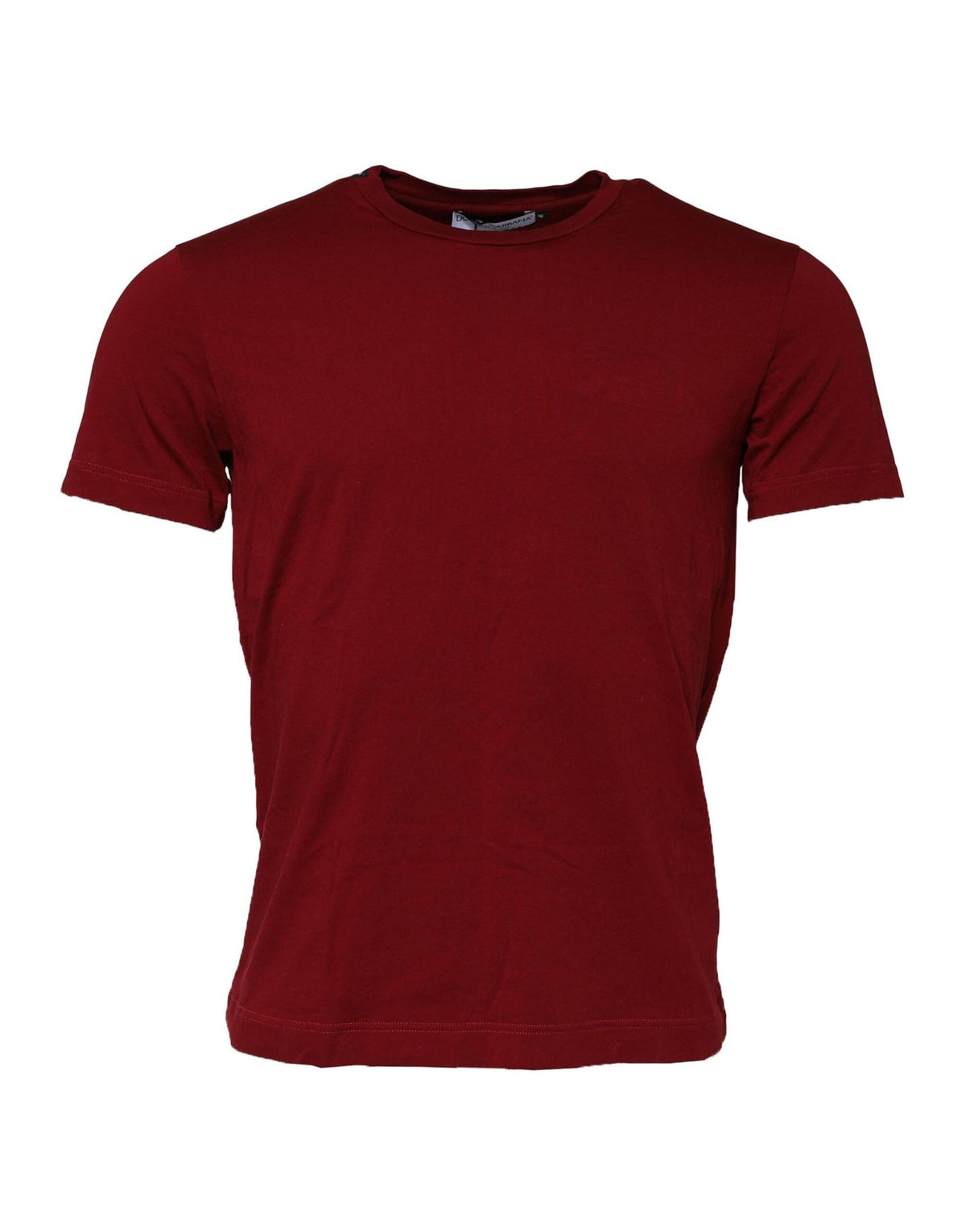Dolce & Gabbana Maroon Cotton Crew Neck Short Sleeves Men's T-Shirt