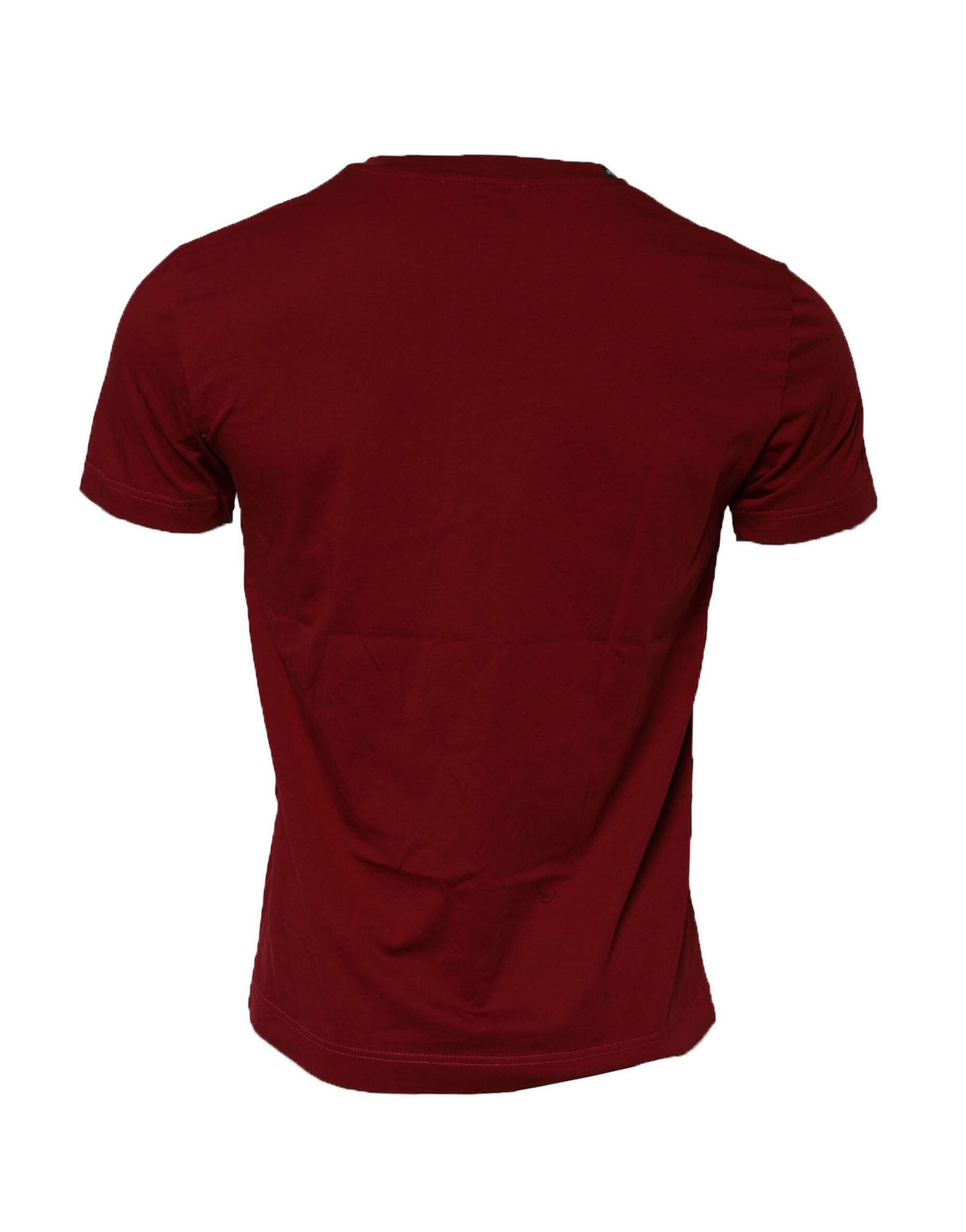 Dolce & Gabbana Maroon Cotton Crew Neck Short Sleeves Men's T-Shirt
