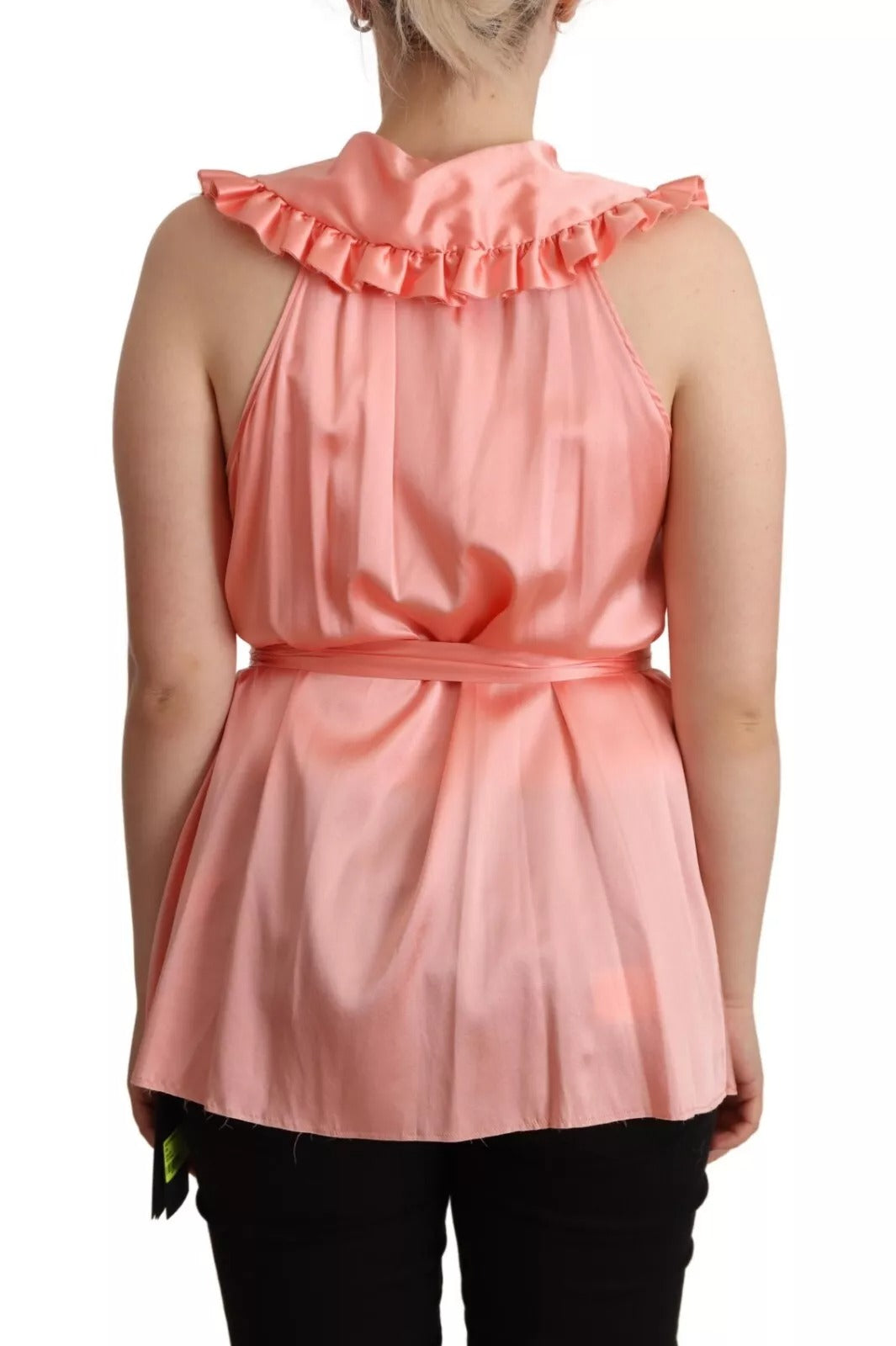 Dolce & Gabbana Pink Silk Stretch Sleeveless Collared Top Women's Blouse (Pre-Owned)