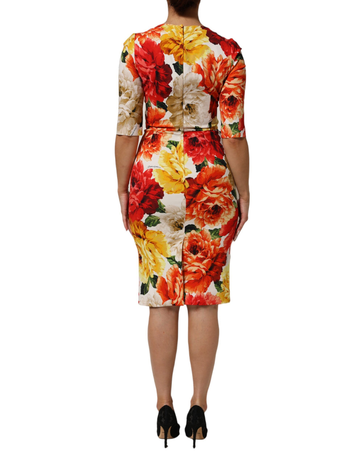 Dolce & Gabbana Multicolor Floral Print Viscose Sheath Women's Dress