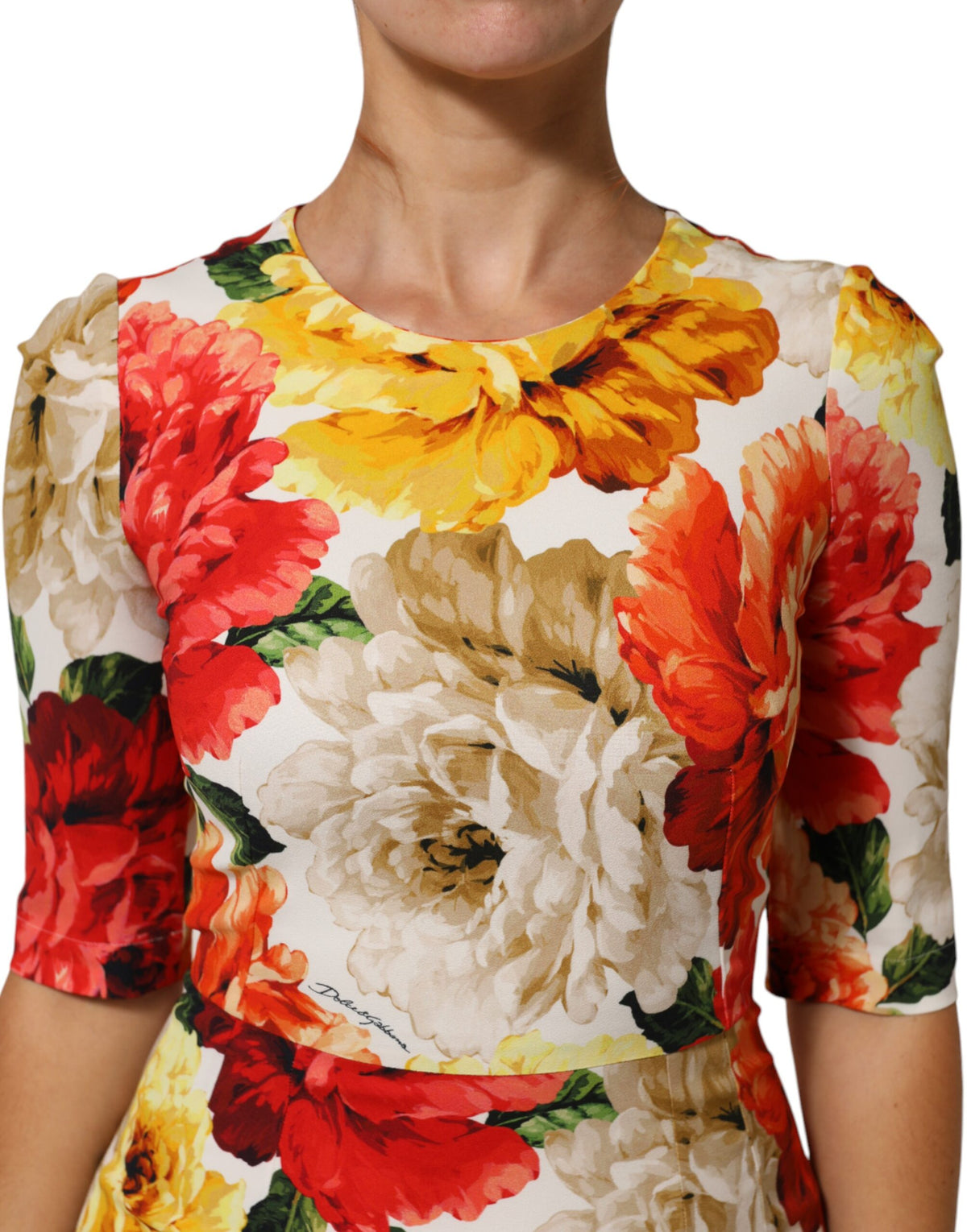Dolce & Gabbana Multicolor Floral Print Viscose Sheath Women's Dress