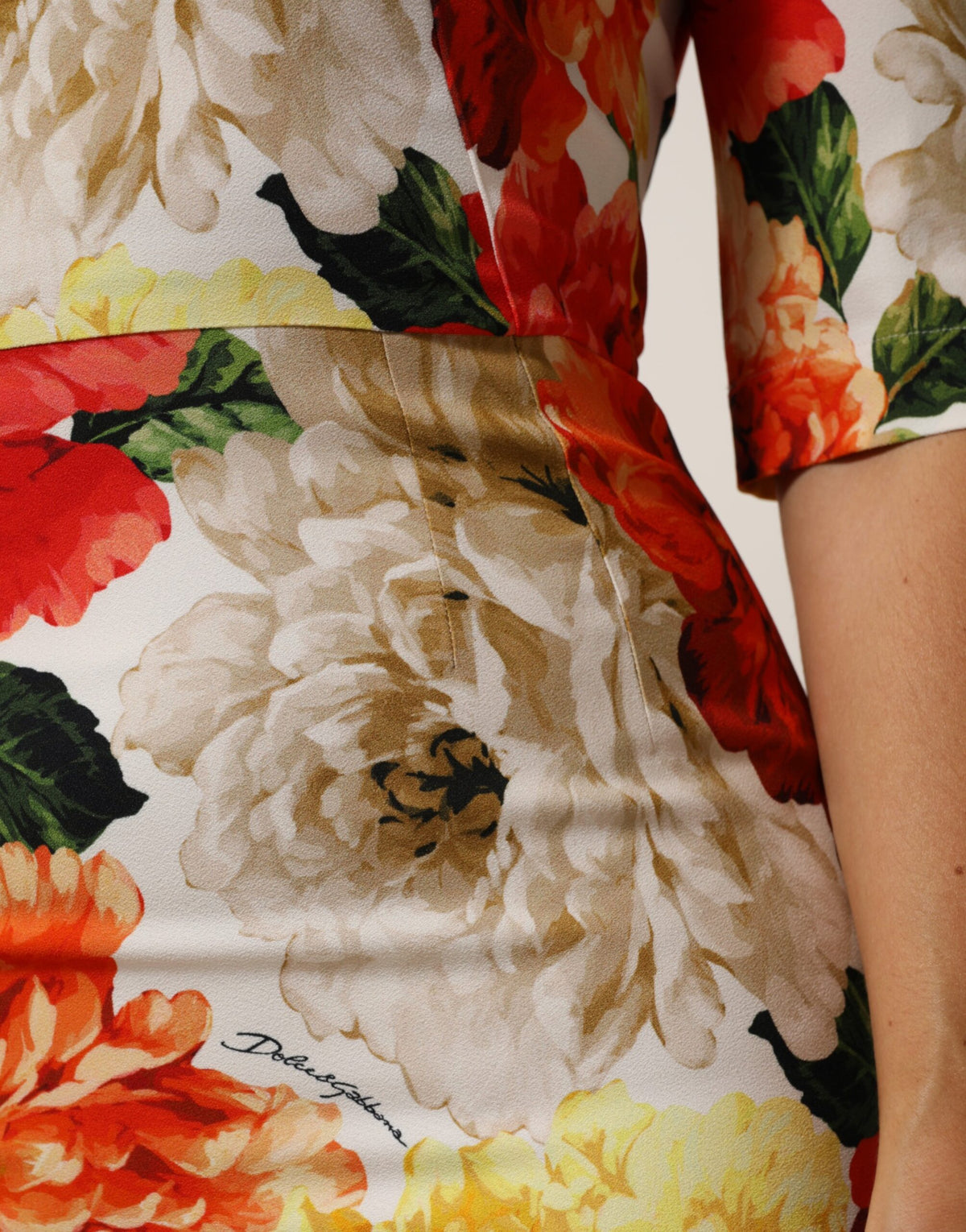 Dolce & Gabbana Multicolor Floral Print Viscose Sheath Women's Dress