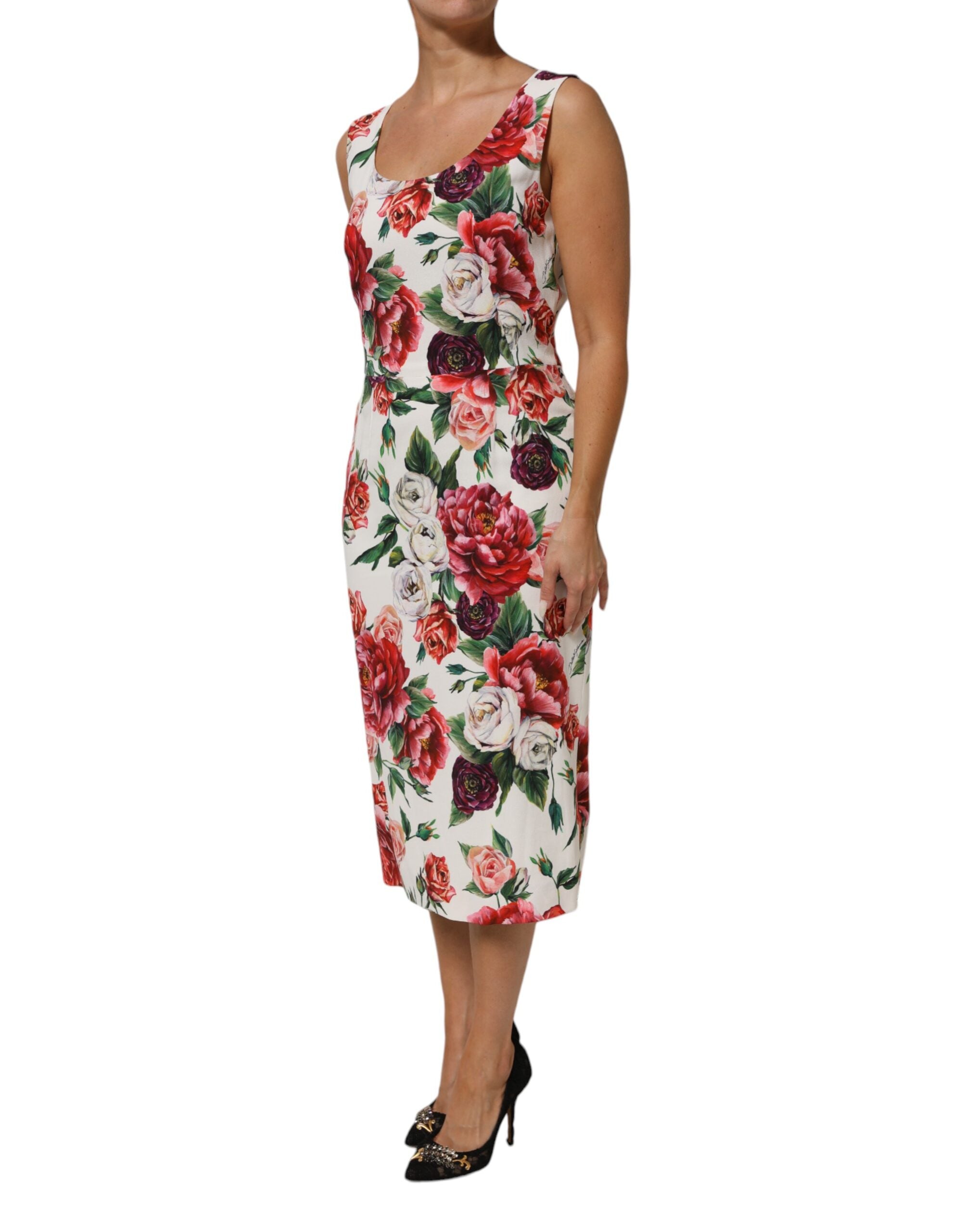 Dolce & Gabbana Multicolor Floral Print Viscose Sheath Women's Dress