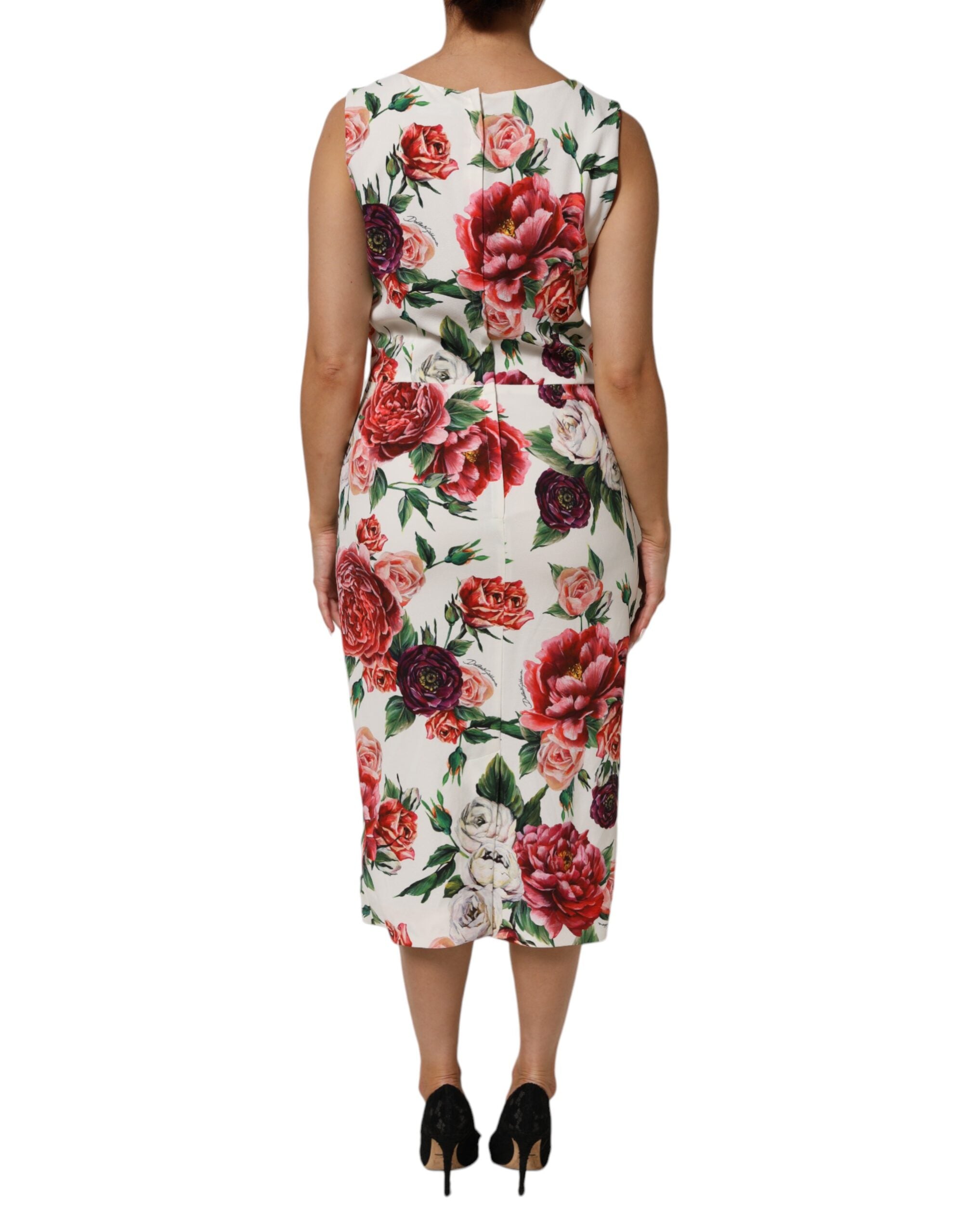 Dolce & Gabbana Multicolor Floral Print Viscose Sheath Women's Dress