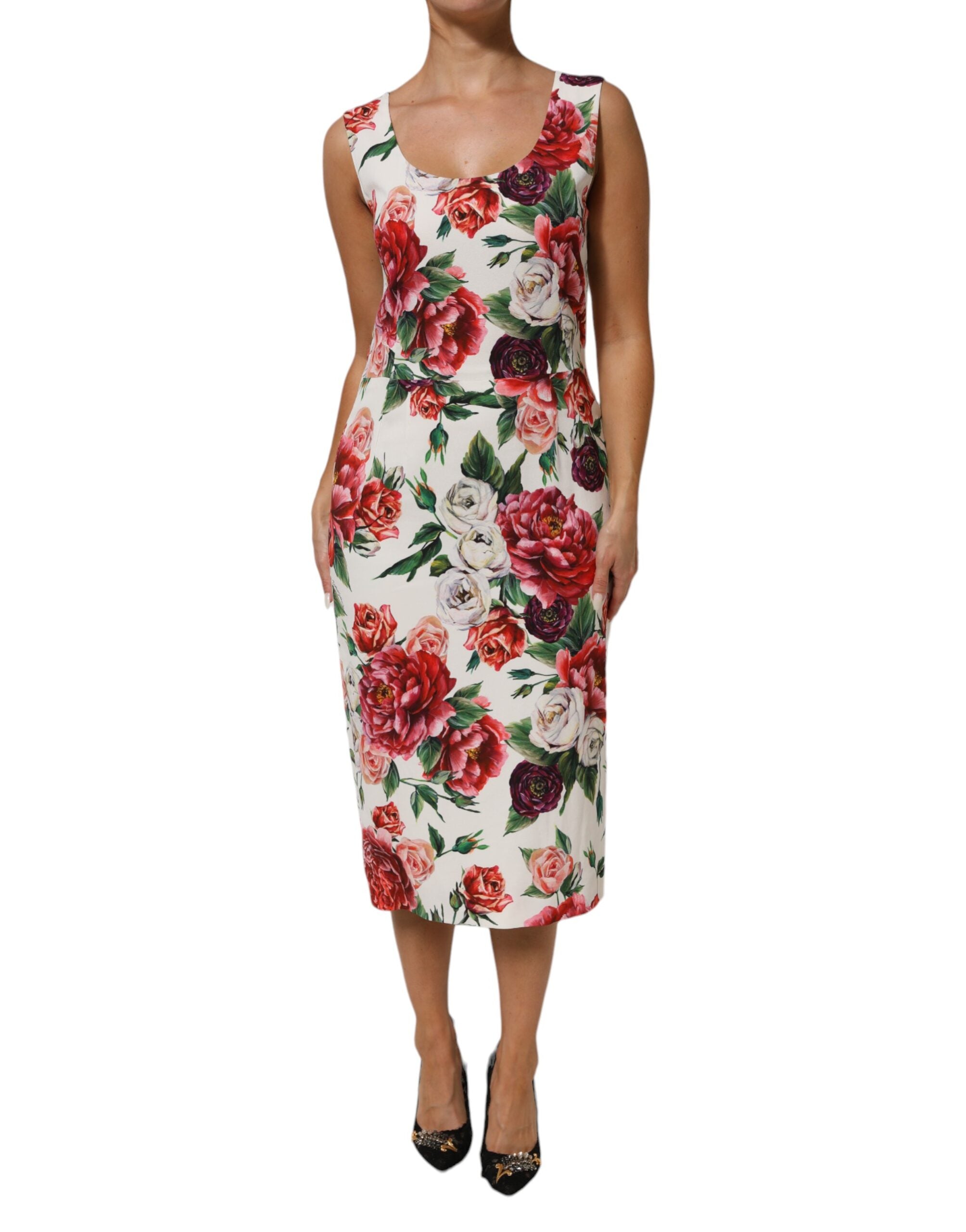 Dolce & Gabbana Multicolor Floral Print Viscose Sheath Women's Dress