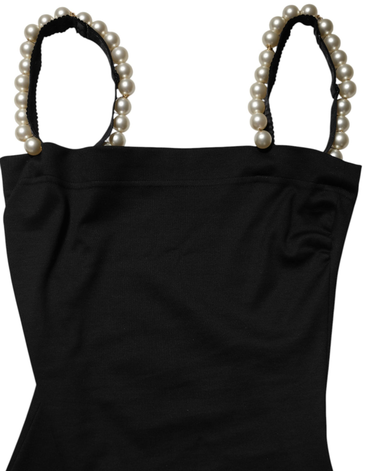 Dolce & Gabbana Black Faux Pearl Cotton Sheath Mini Women's Dress