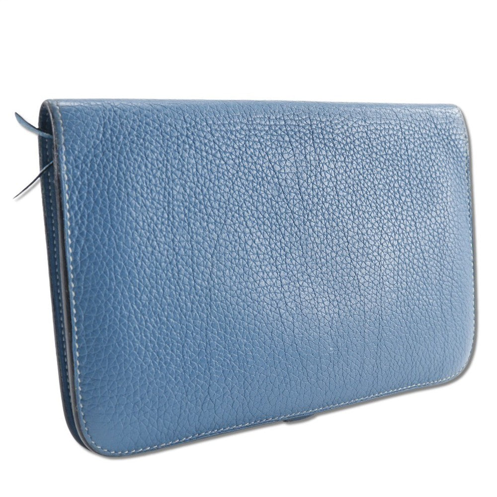 Hermes Dogon Duo Combined Leather Blue Leather Wallets Accessory (Pre-Owned)