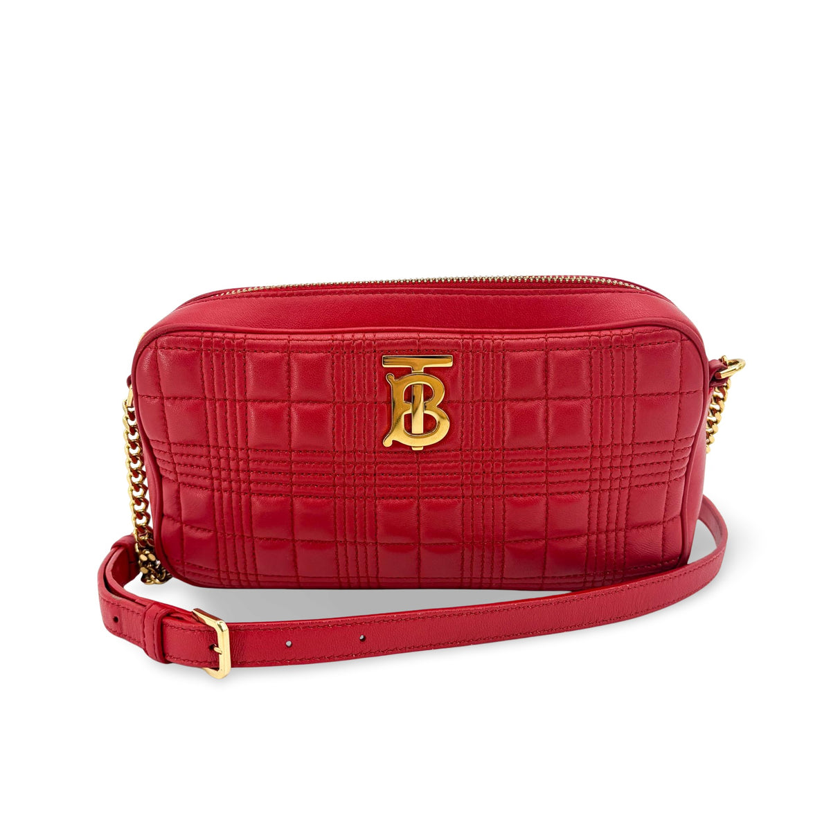 Burberry Tb Camera Quilted Leather Gold Leather Shoulder Bag Bag (Pre-Owned)