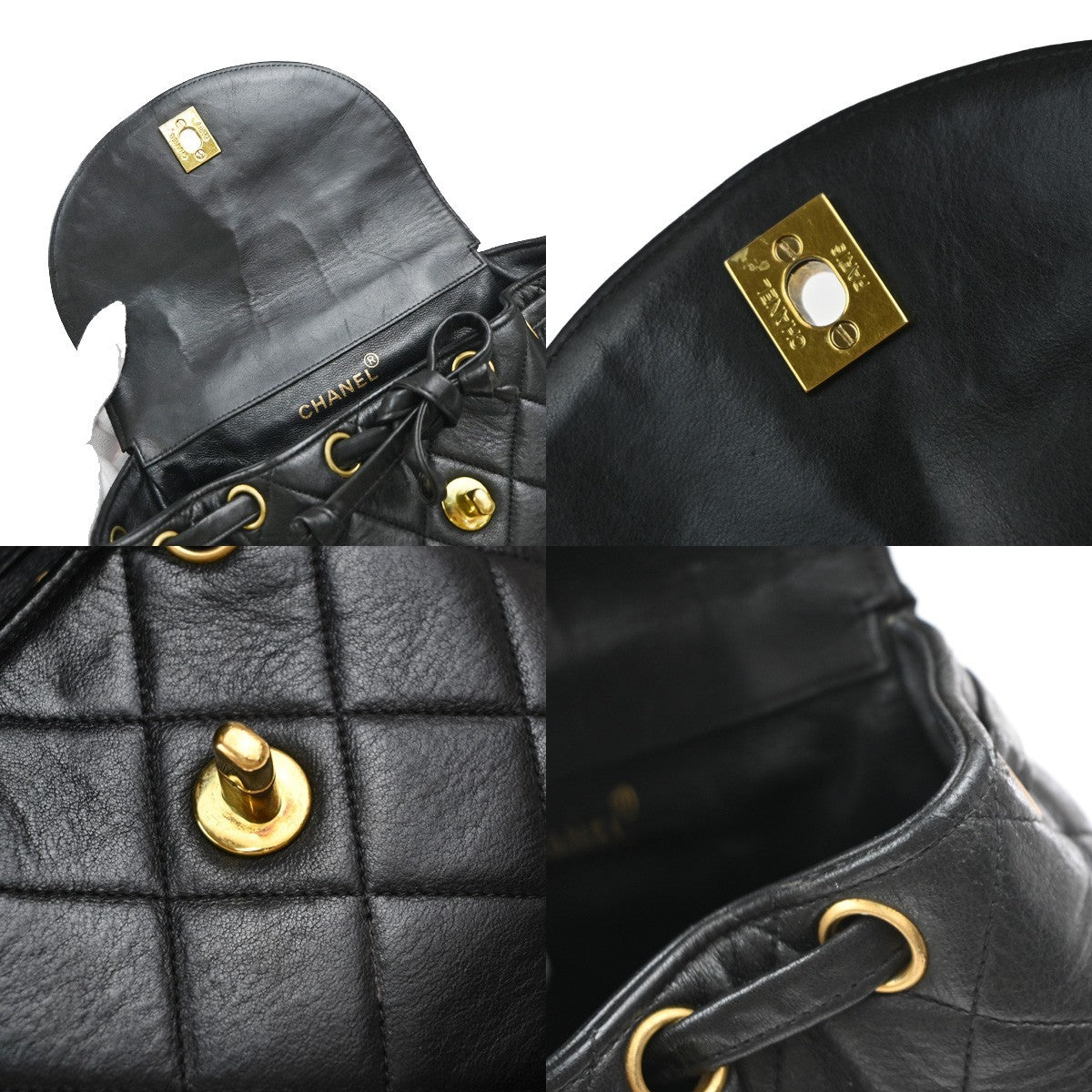 Chanel Duma Drawstring Quilted Leather Black Leather Backpack Bag (Pre-Owned)