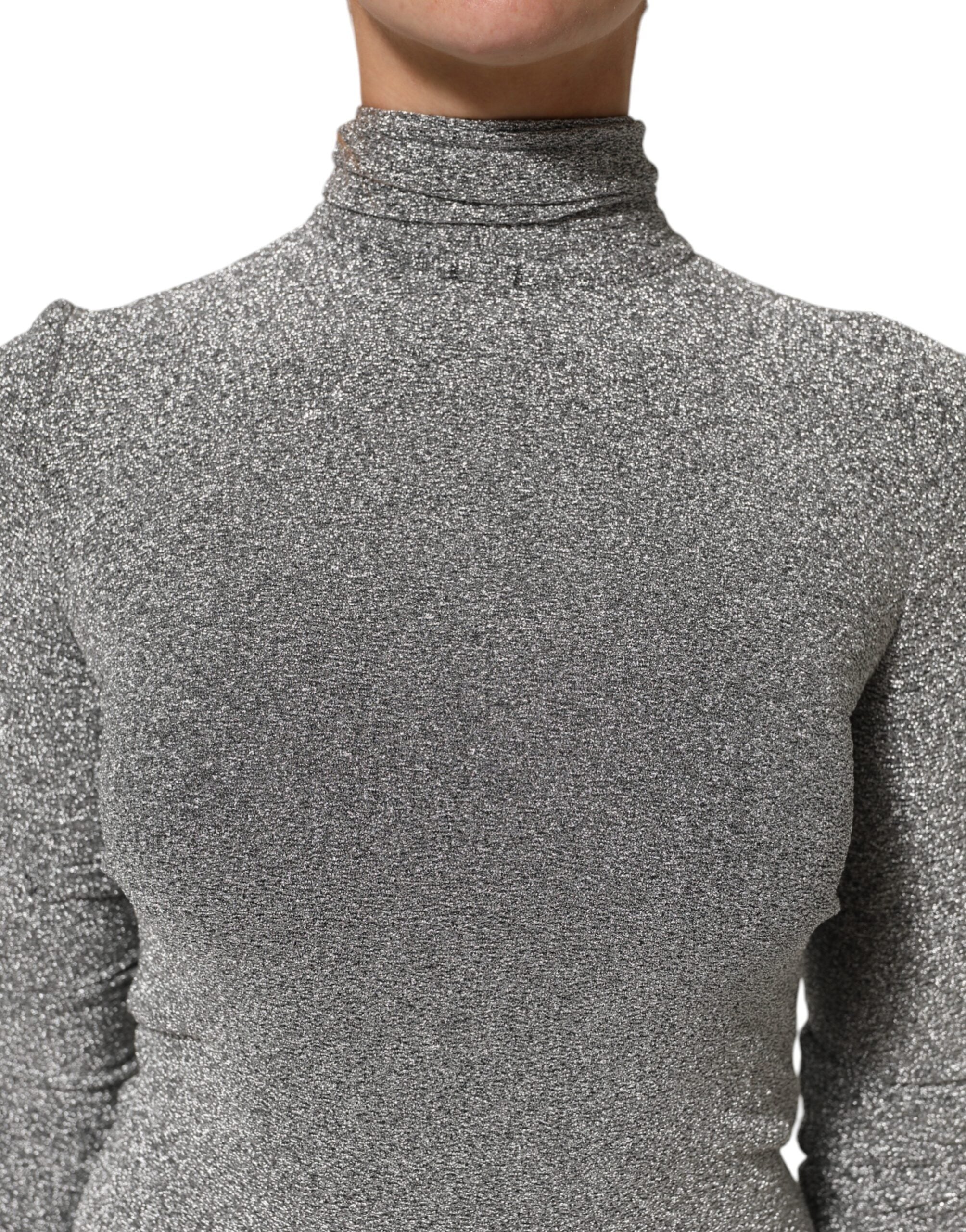 Dolce & Gabbana Gray Nylon Bodycon Sheath Long Sleeves Women's Dress