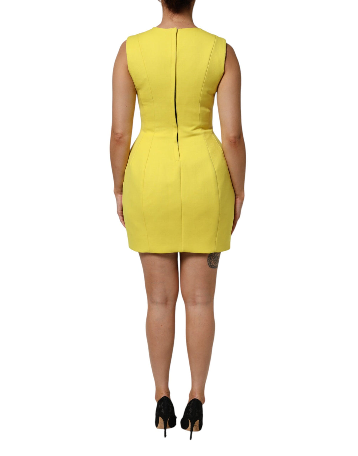 Dolce & Gabbana Yellow A-line Sheath Sleeveless Mini Women's Dress (Pre-Owned)