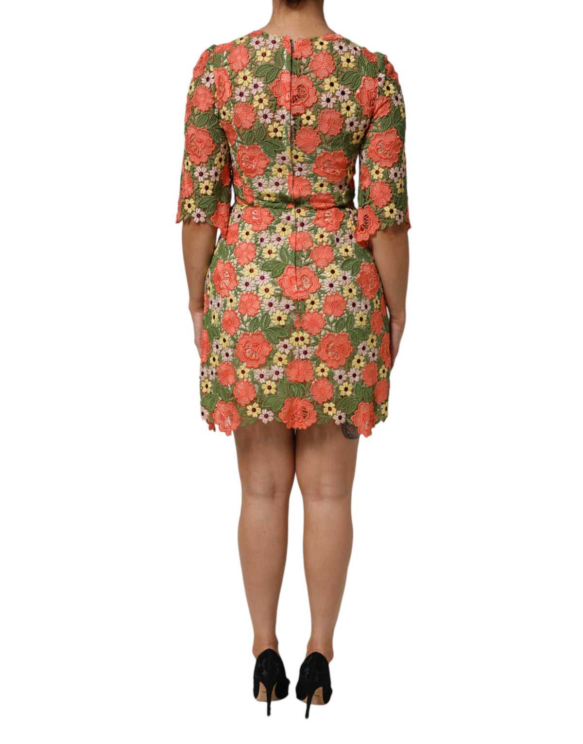 Dolce & Gabbana Multicolor Floral Embroidery Aline Mini Women's Dress