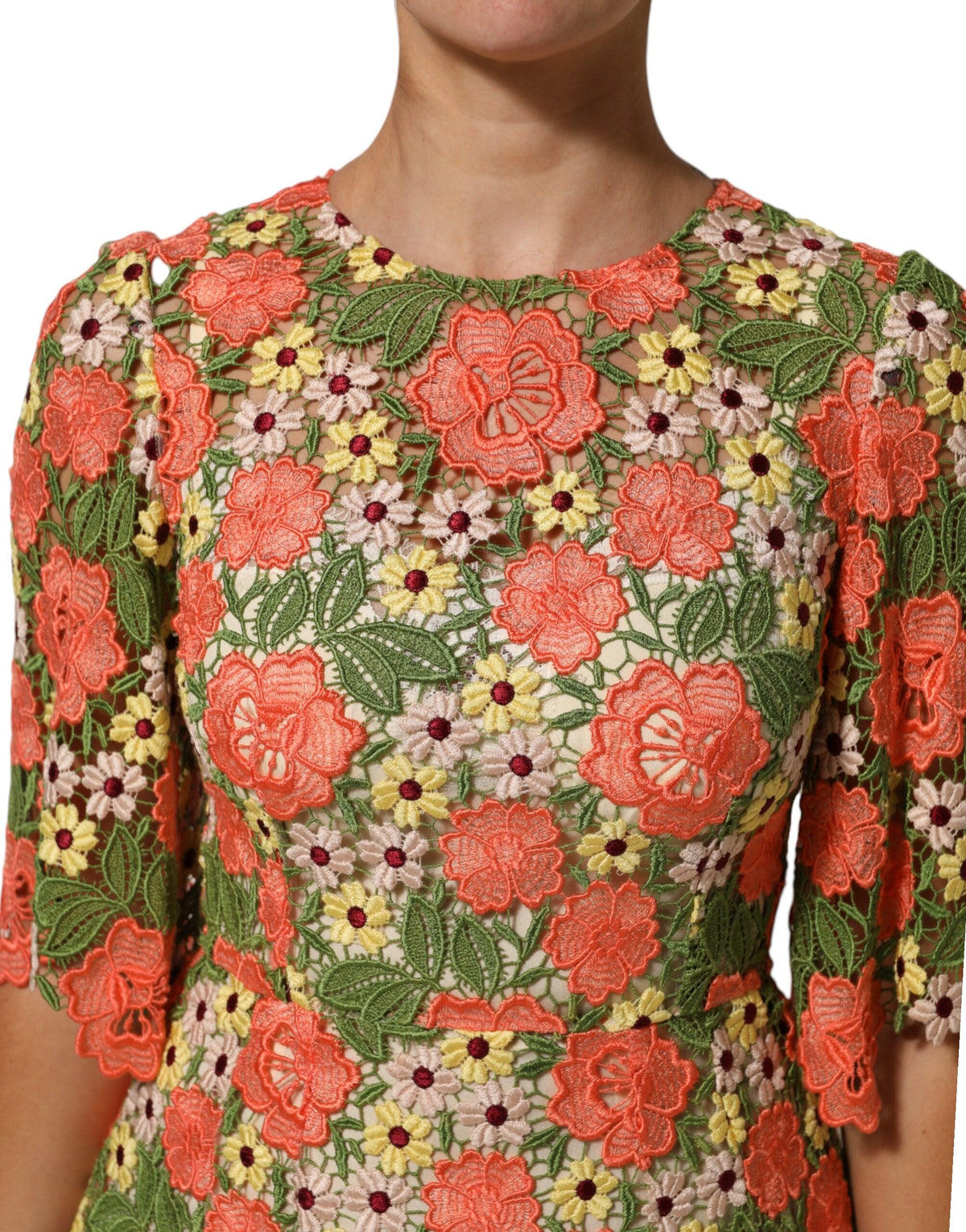 Dolce & Gabbana Multicolor Floral Embroidery Aline Mini Women's Dress
