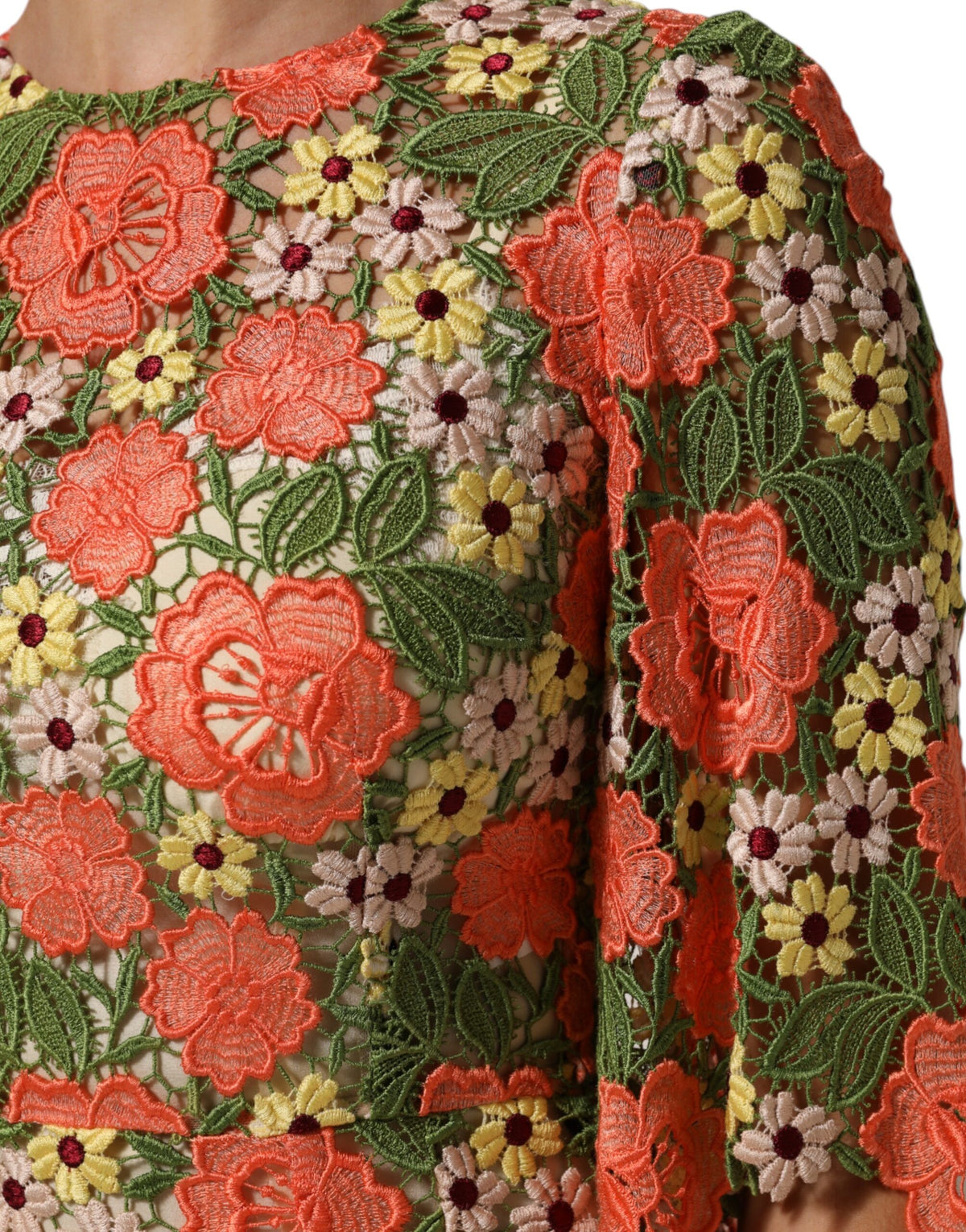 Dolce & Gabbana Multicolor Floral Embroidery Aline Mini Women's Dress