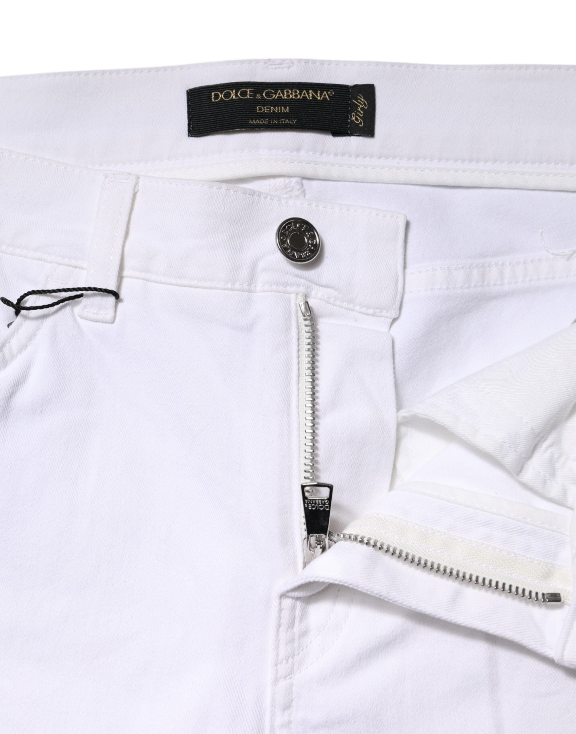 Dolce & Gabbana White GIRLY Floral Embroidery Denim Women's Jeans (Pre-Owned)