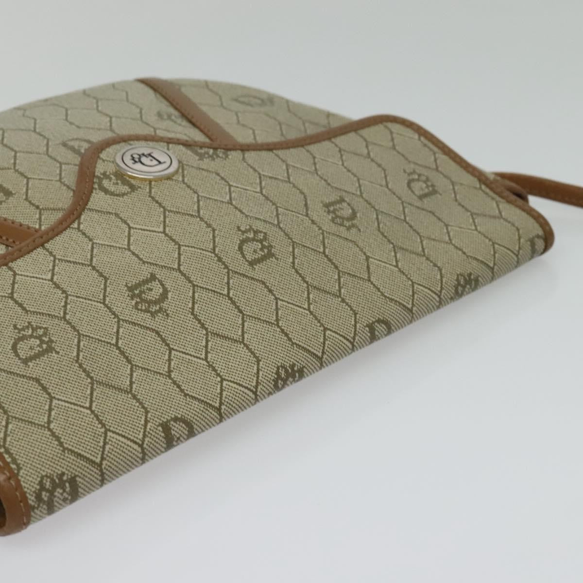 Christian Dior Vintage Honeycomb Zip Coated Canvas Beige Canvas Bag (Pre-Owned)