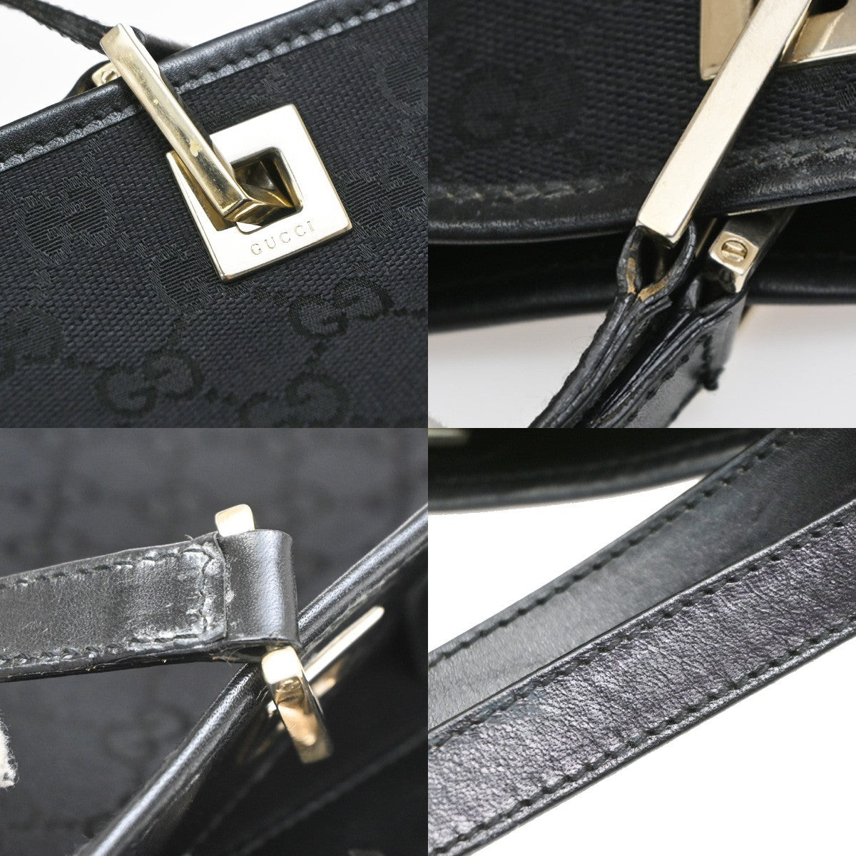 Gucci Vintage Bucket Shopping Gg Canvas Black Canvas Tote Bag Bag (Pre-Owned)
